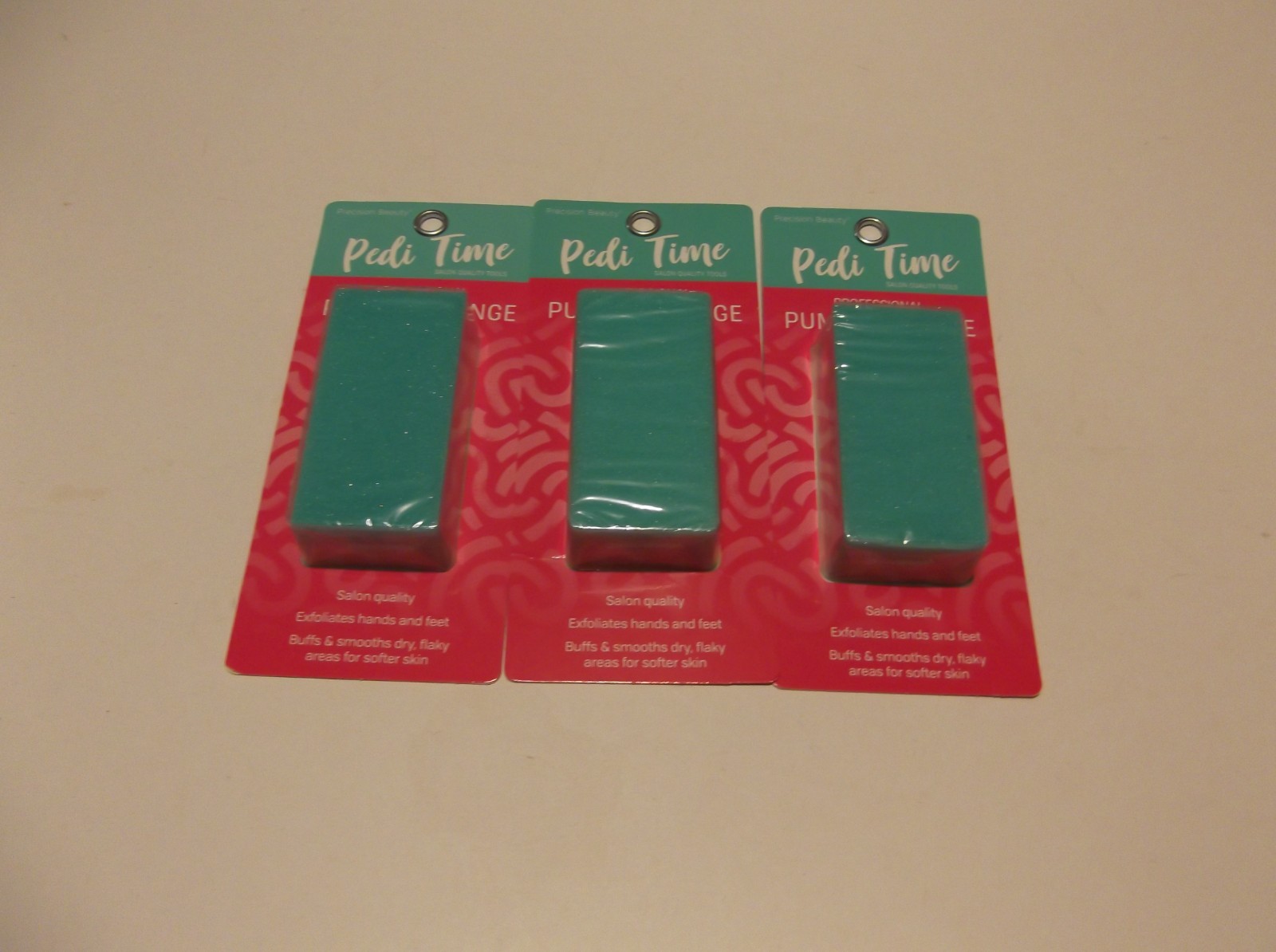 PUMICE SPONGE Lot x3pks exfoliates buffs smooths for softer skin Pedi Time NEW!