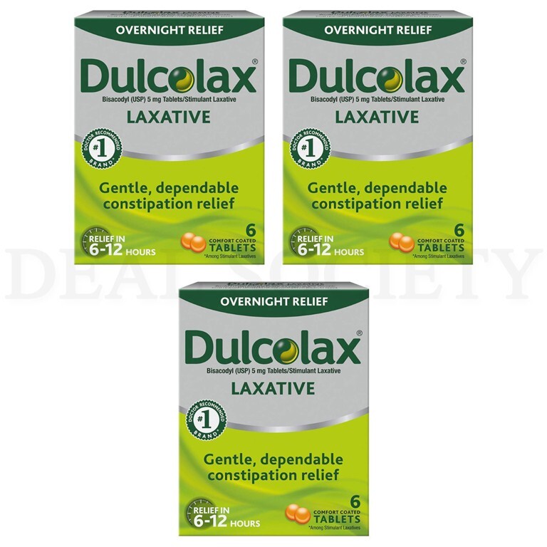 Dulcolax Stimulant Laxative Tablets Overnight Relief 6ct Each Lot of 3