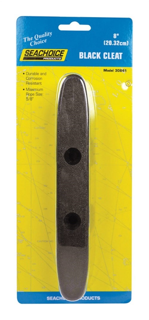 Seachoice 30841 Black Non-Corrosive Plastic Cleat 8 Lx19.8 Wx1-9/16 Center in.