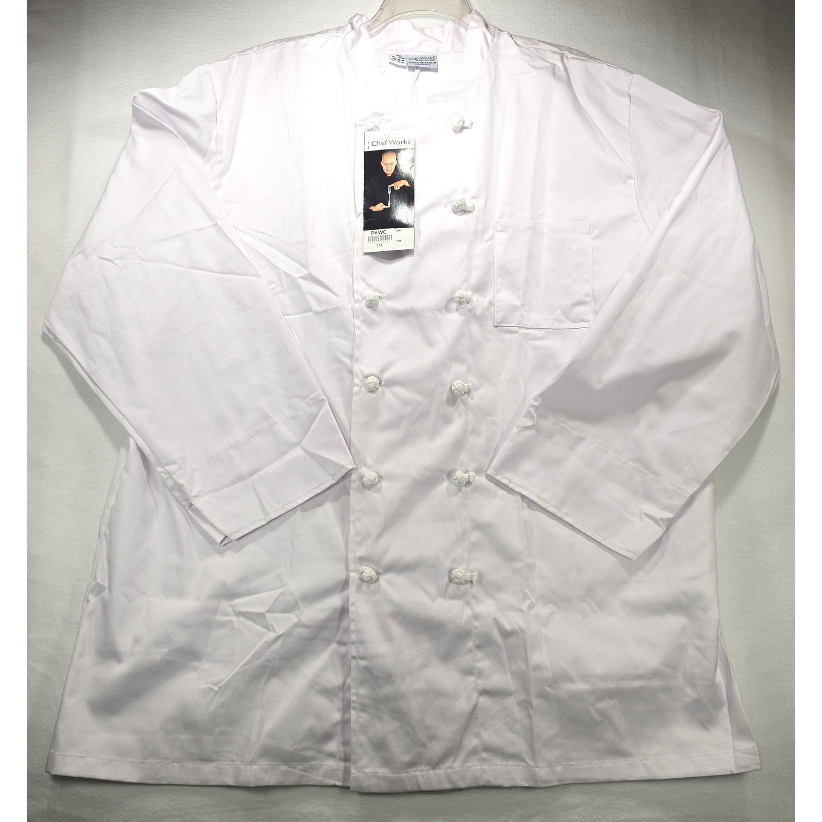 Chef Works PKWC White Double Breasted Chef Coat Knot Buttons 3XL New