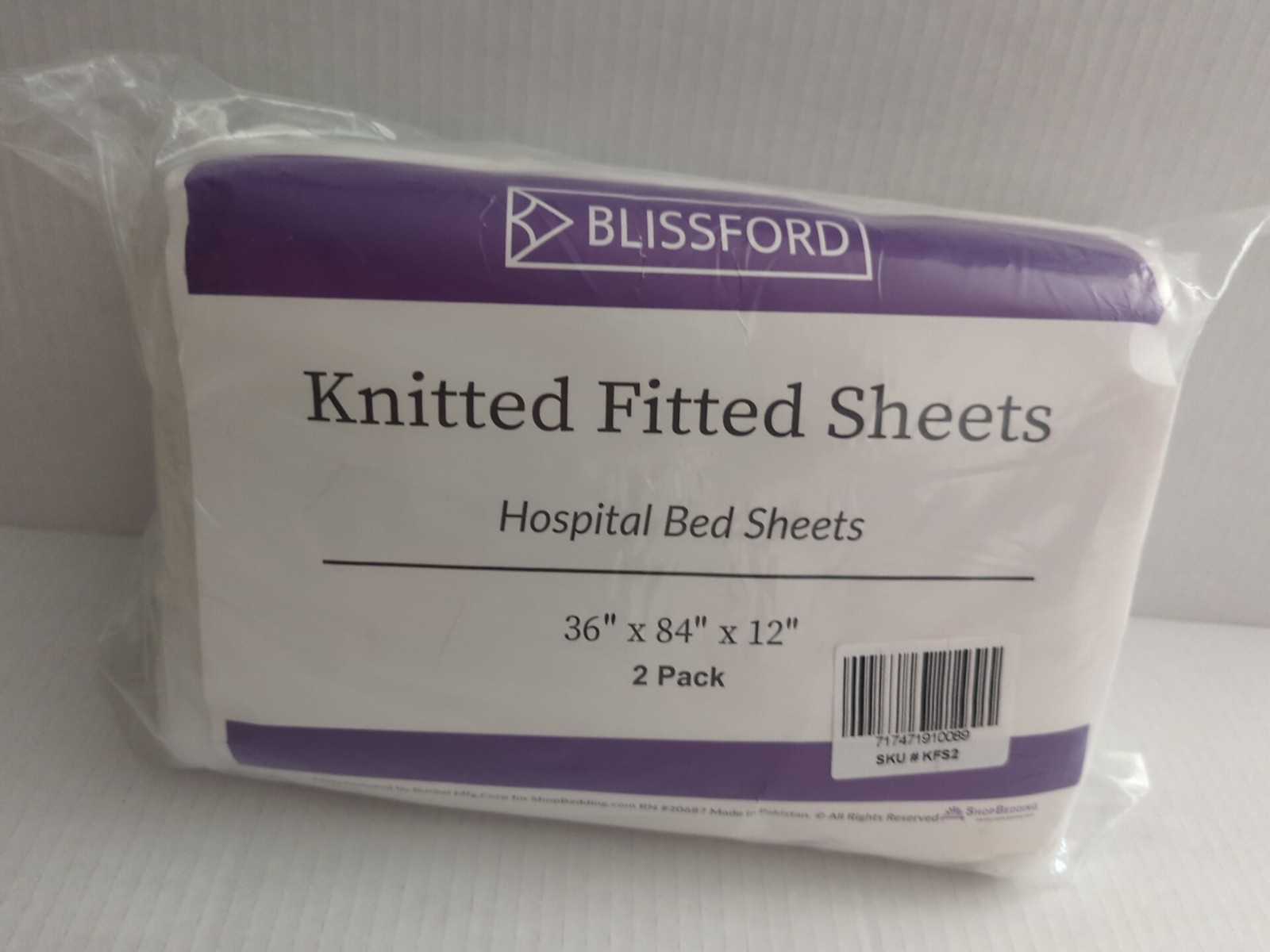 Sheets Fitted Twin Blissford Knitted XL 2 Pack 36x84x12