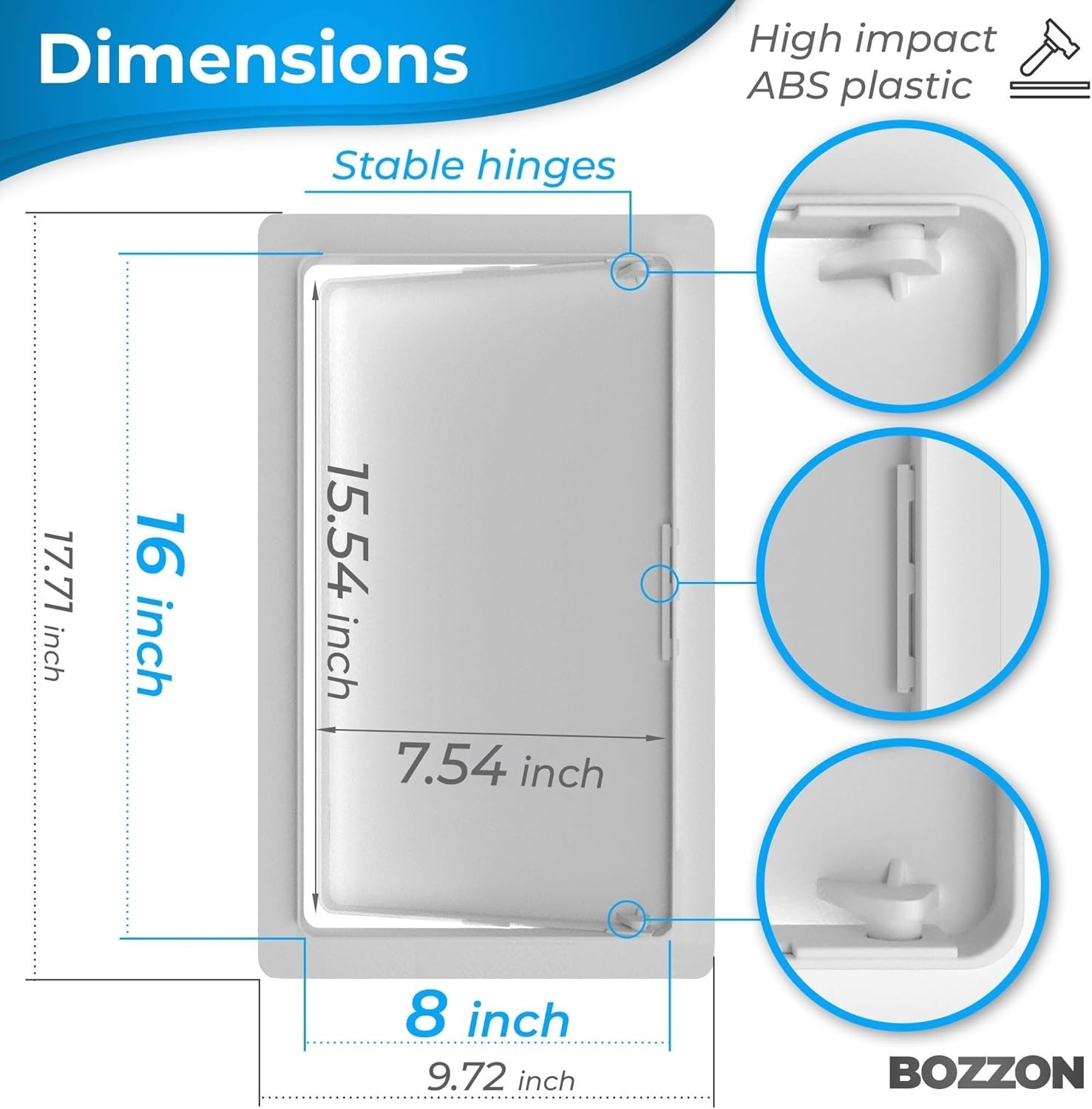 Heavy Duty 8x16 White Plastic Access Panel for Drywall Plumbing Electrical HVAC
