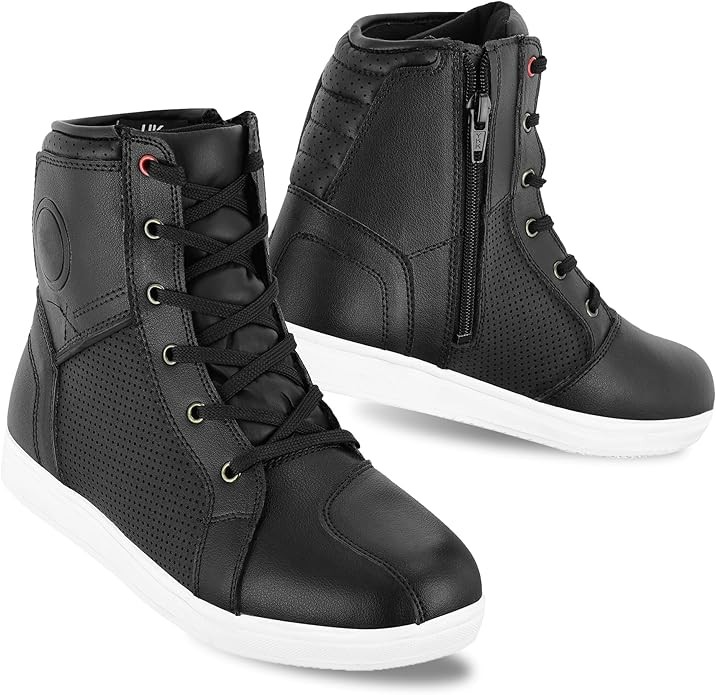 Mens Motorbike Leather Boots Short Ankle Waterproof Shoes Protective Footwear