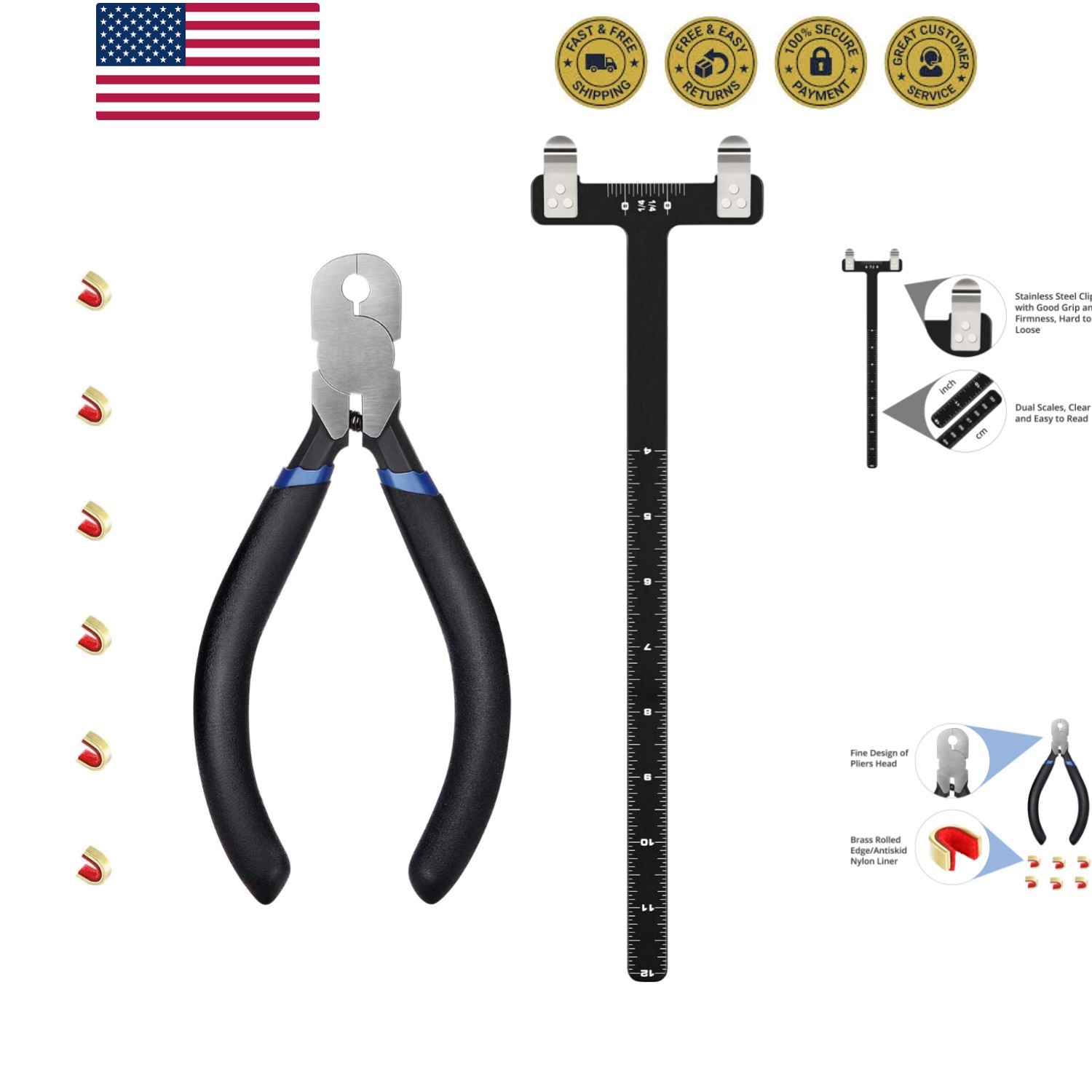 Bow String Nocking Points Pliers Strings Knock Set T Shape Bow Square Ruler N...
