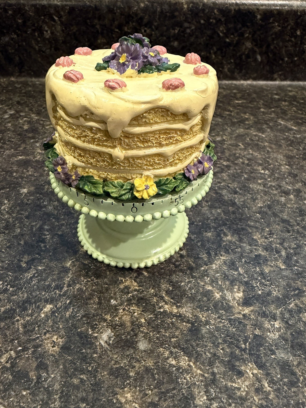 Boston Warehouse Tick Tock Mechanical Timer, Vintage Floral Cake Stand WORKS