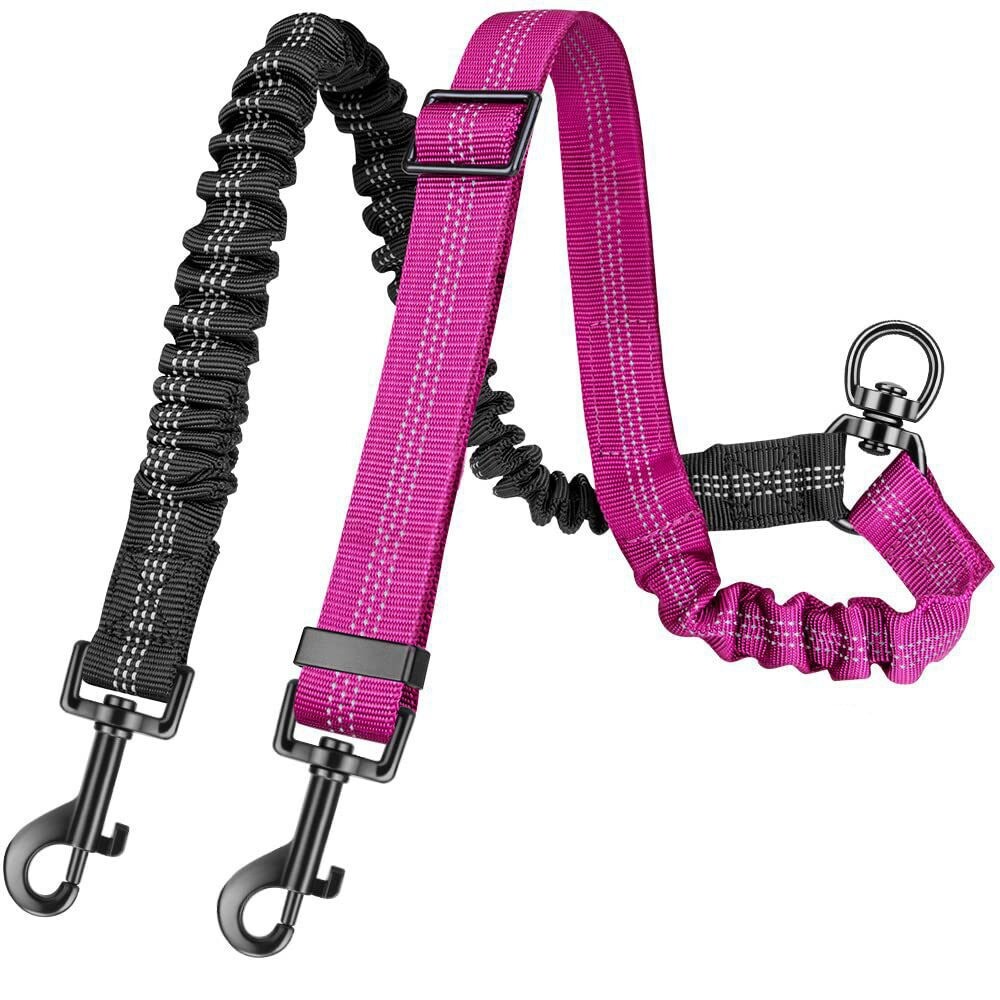 Nylon 2 in 1 Double Dog Leash No Messy Reflective Two Dog Lead Adjustable Strap