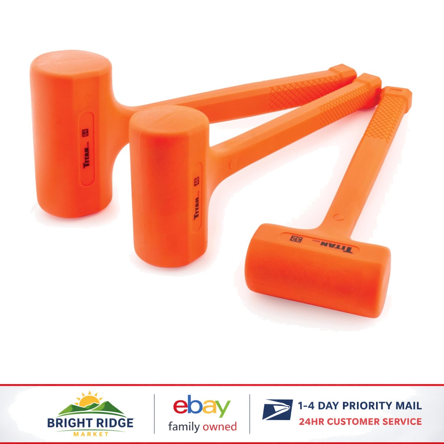 3-Piece Dead Blow Hammer Set with Textured Handles for Automotive Applications