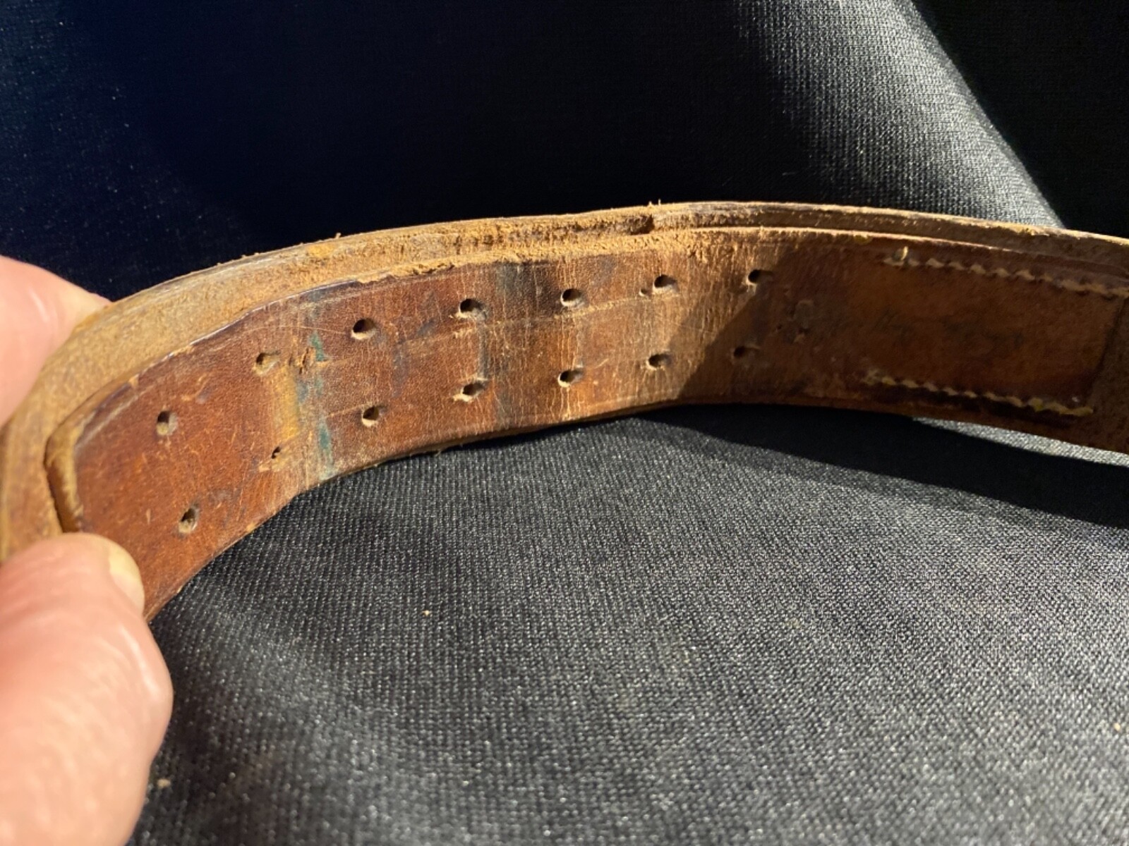 WW2 German Black Leather Belt with Rare Studs