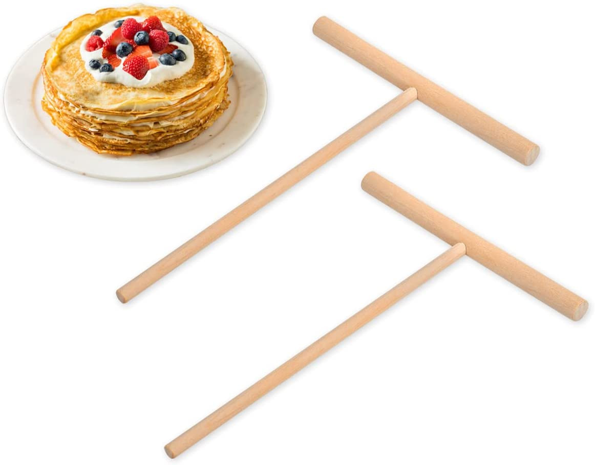 Crepe Spreader 2 Pieces 6.1 Inches X 4.7 Inches Natural Wooden T-Shaped Tool for