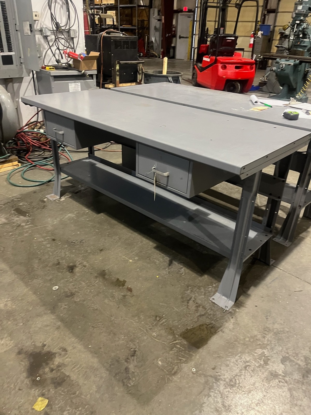 72" x 30" x 33-1/2" H Metal Work Bench w/ 2 Doors and 3 Electrical Outlets