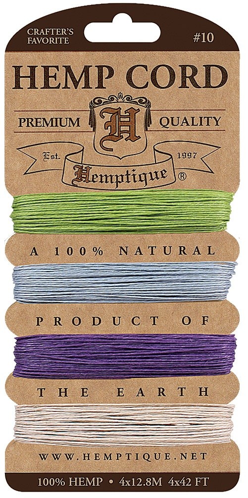 Hemptique Hemp Cord Card 10lb 42' 4/Pkg-Spring - 3 Pack