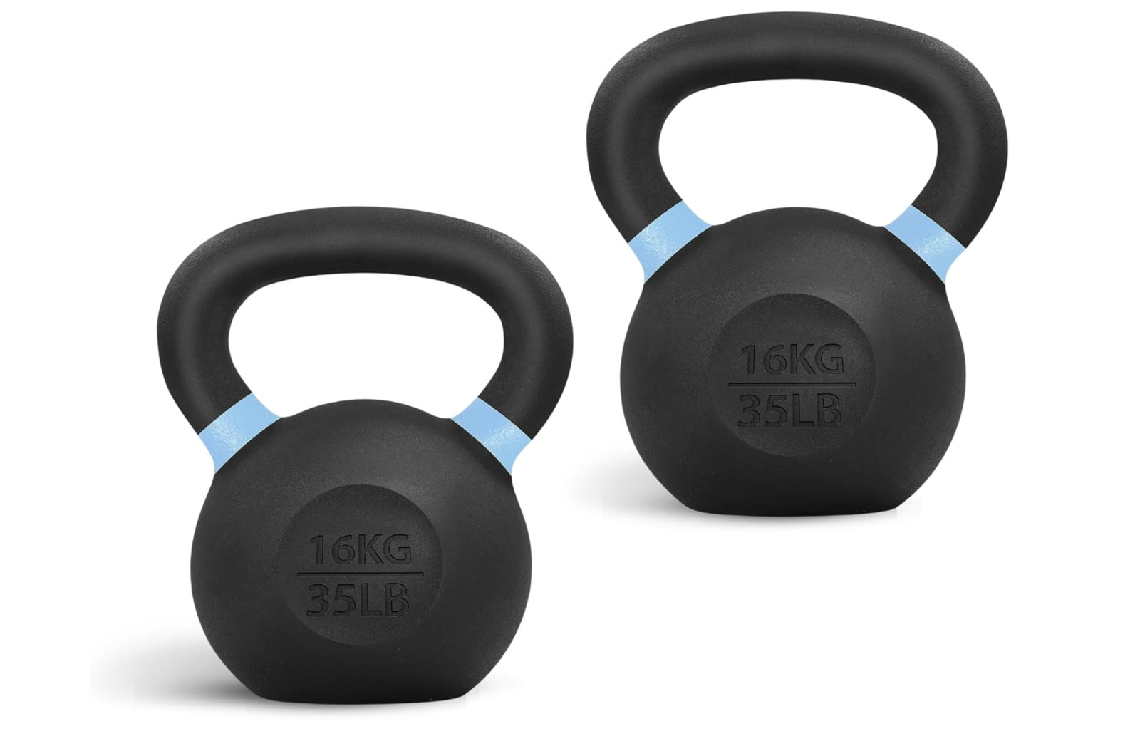 Yes4All 35 lbs Kettlebells Powder Coated Cast Iron with Wide Handle - Set of 2