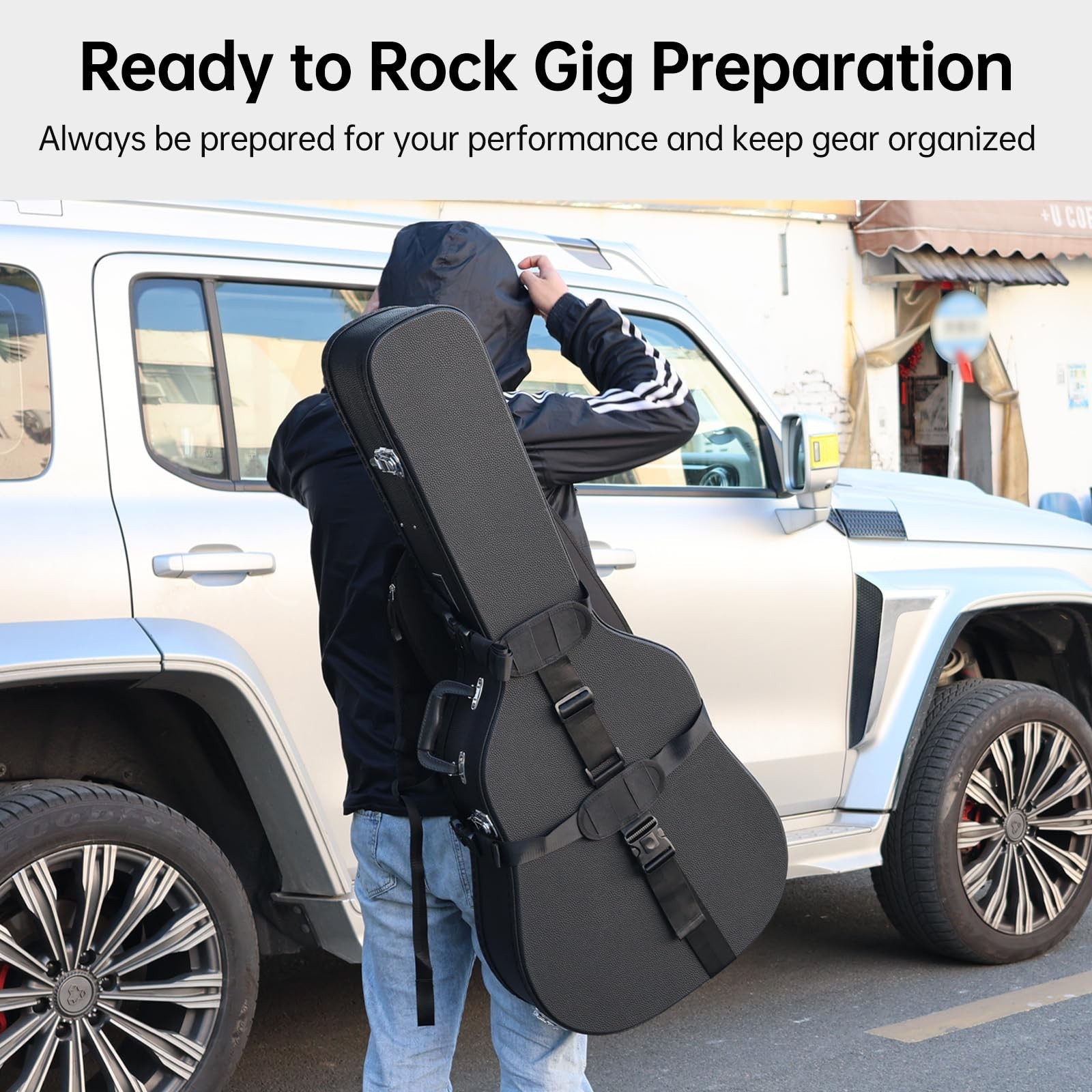 Guitar Hard Case Backpack Carrying System - Black