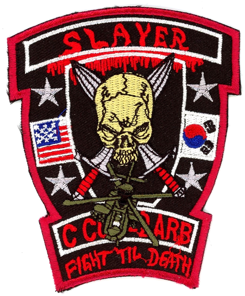 US Army Aviation Patch: C Company 4th Battalion 2nd Aviation AH-64 gold skull