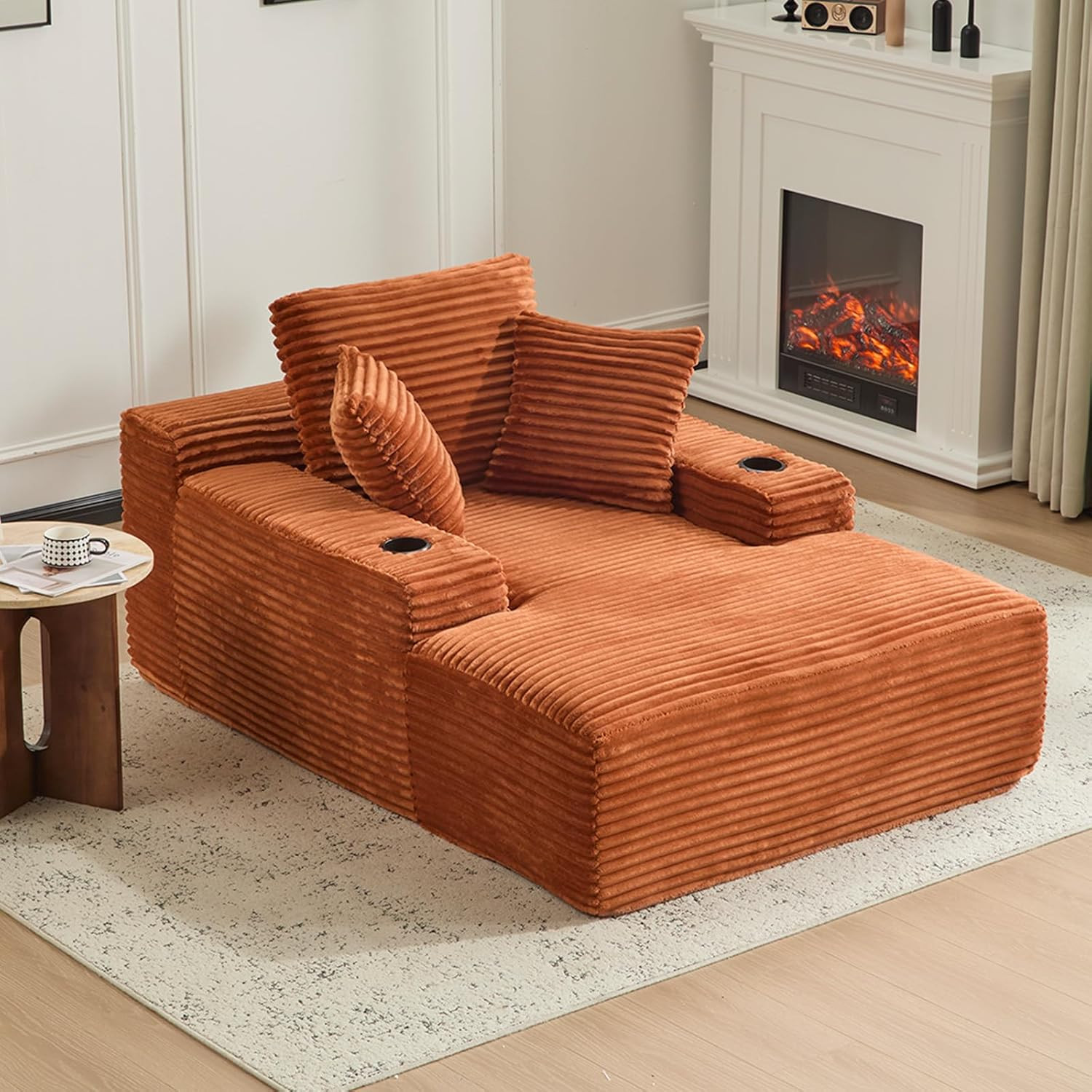 66" Oversized Chaise Lounge Sofa Chair Indoor, Modern Corduroy Single Sleeper Co