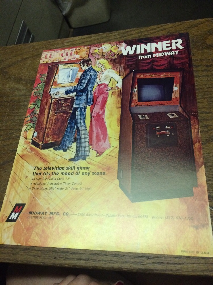 Midway WINNER Arcade Video Game flyer- original
