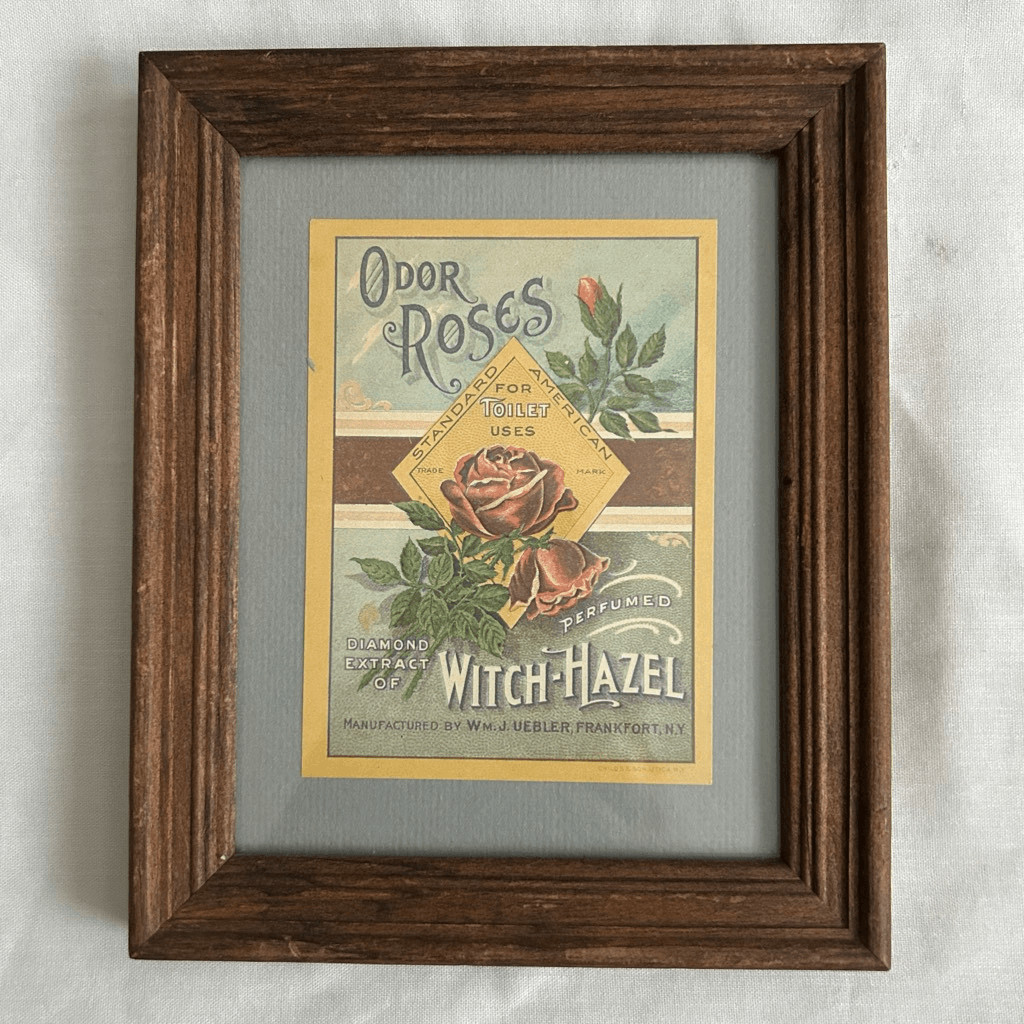 Vintage Standard American Witch Hazel Framed Label