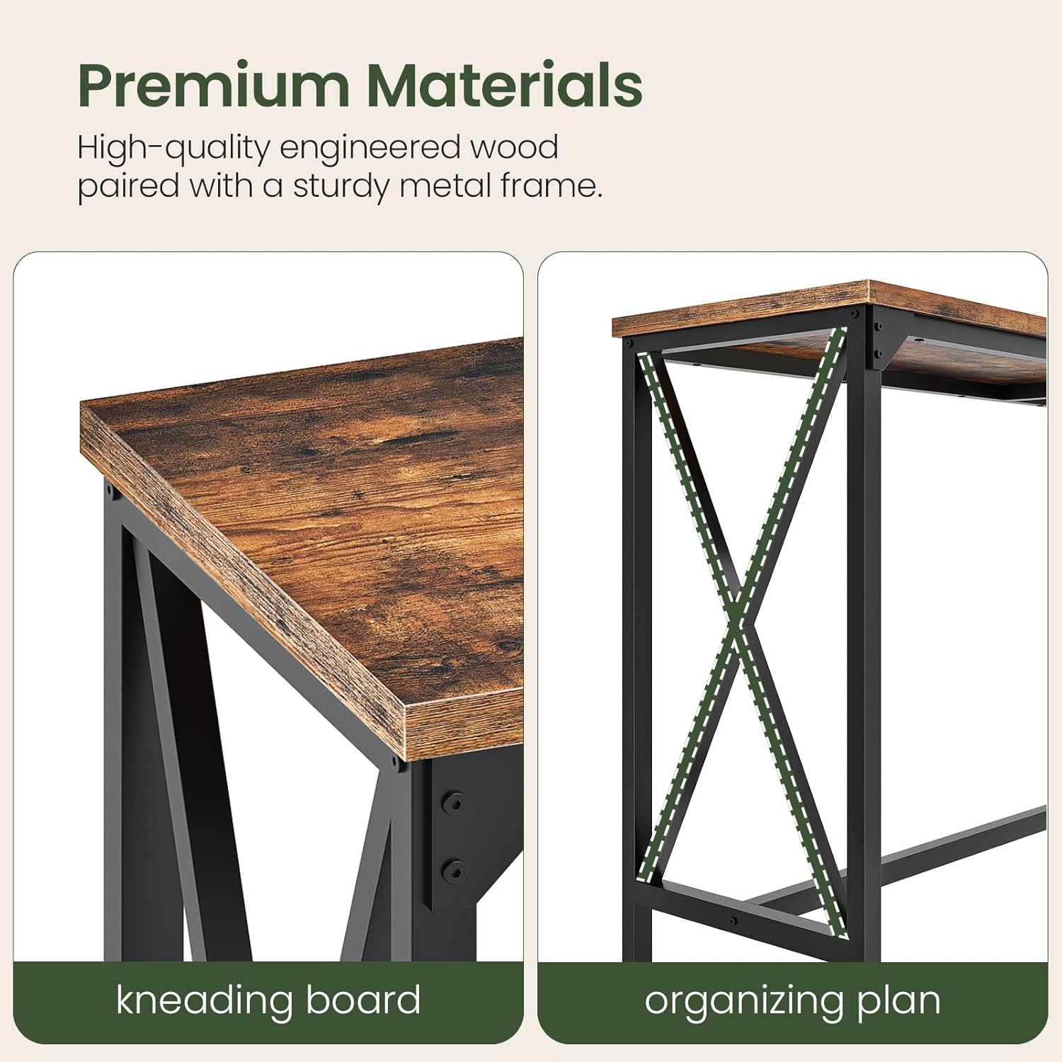 70.9'' Bar Table, Kitchen Dining Table with Power Outlet and Footrest, Industria