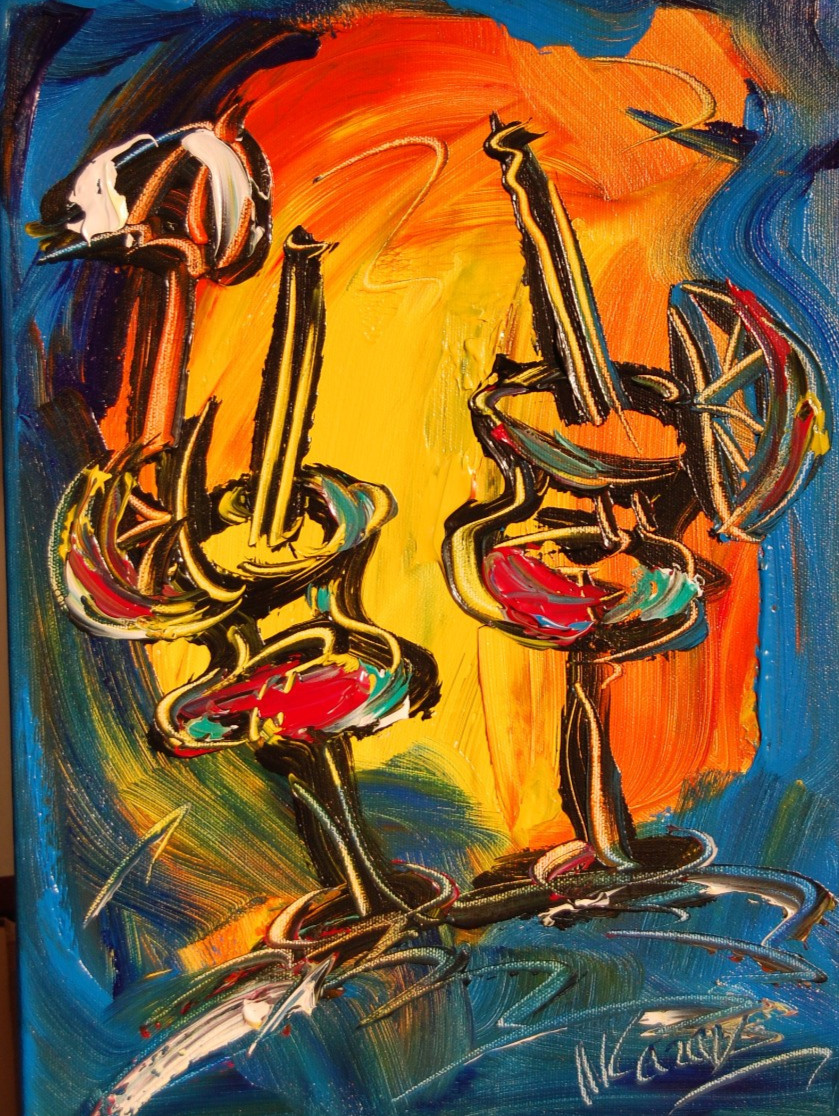 IMPRESSIONIST MODERN ART STRETCHED CANVAS  MUSIC COFFEE LANDSCAPE