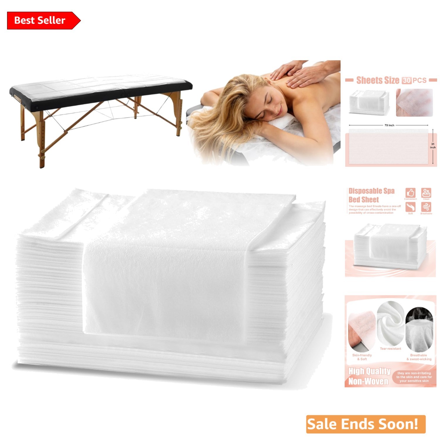 Portable and Sanitary Disposable Spa Bed Sheets - 30 Pcs for Beauty Salons