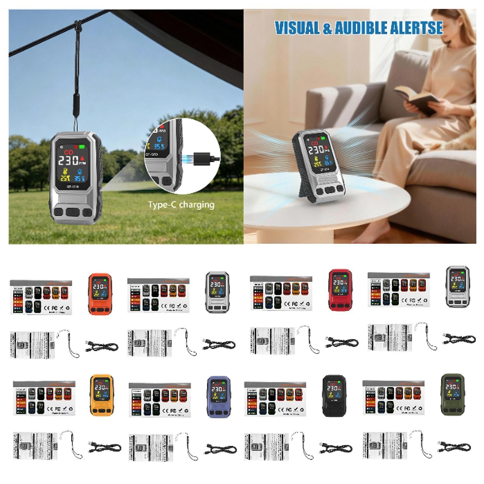 Air Quality Tester High Accurate Rechargeable Professional Digital CO Detection