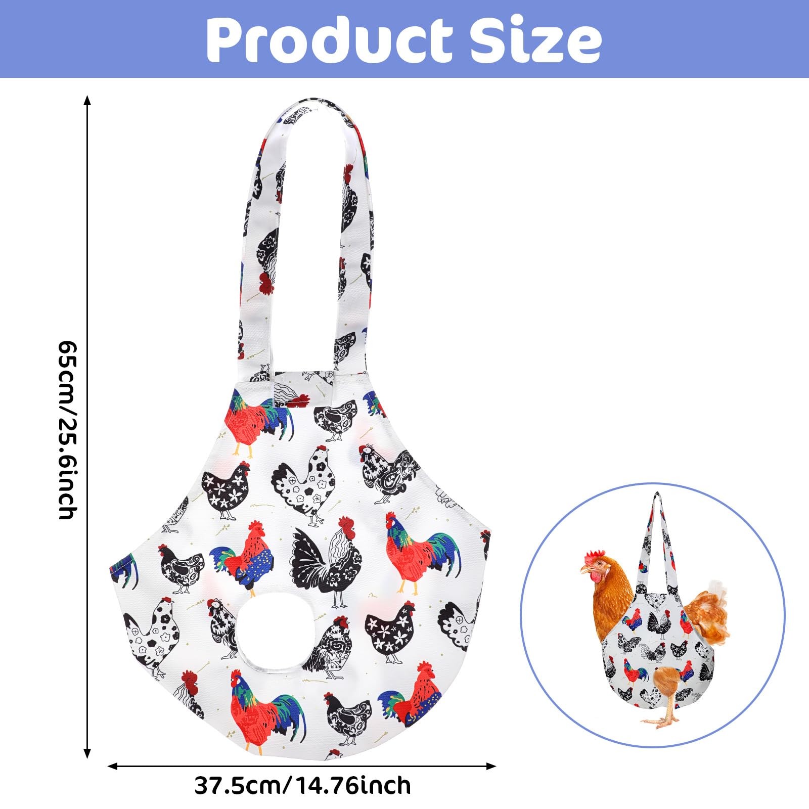 Chicken Holder Bag, Poultry Carrier Sling with Handle, Medium, White