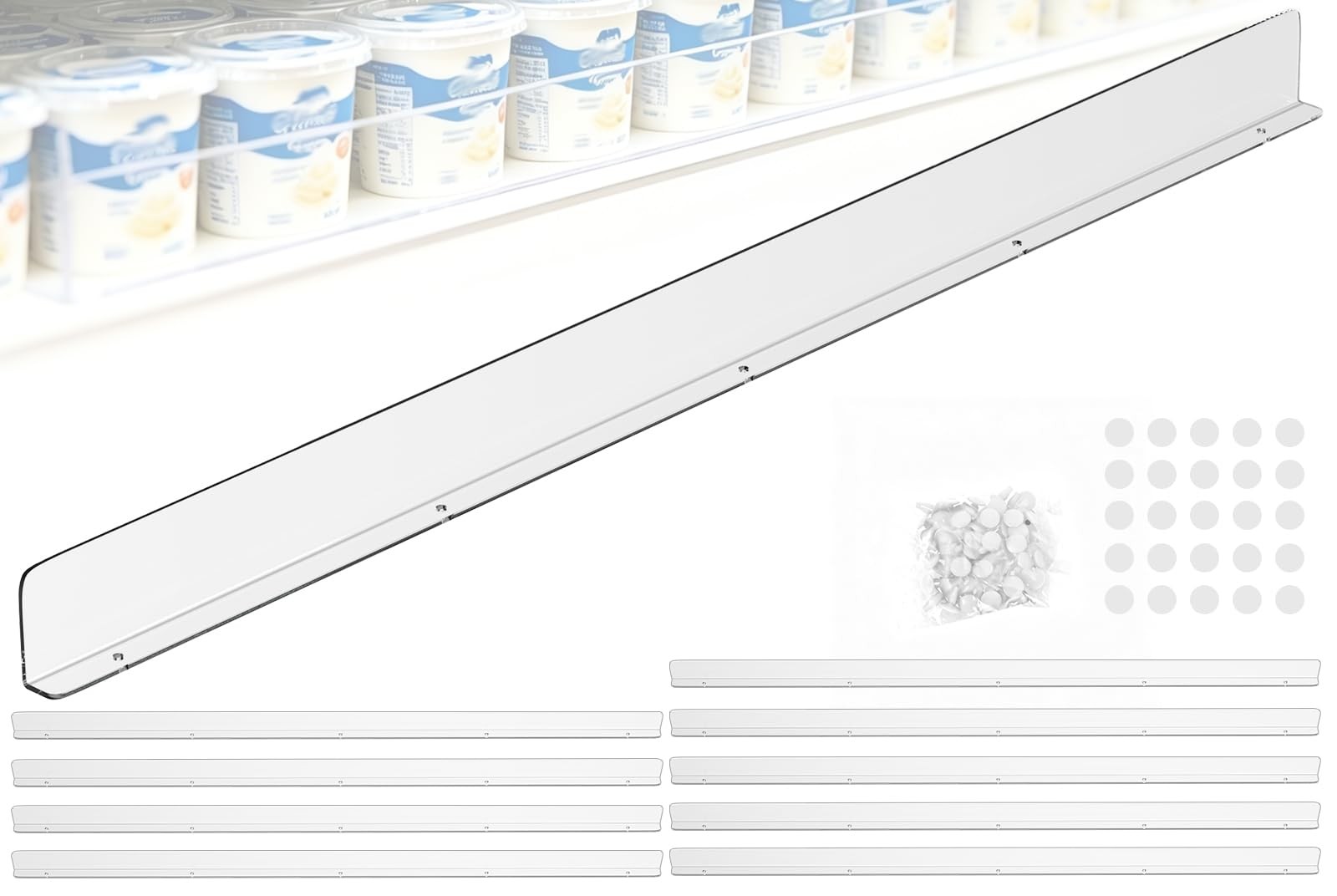 10 Pcs Retail Gondola Shelving Front Fence, Clear PET Shelf Fence with 1/4" H...