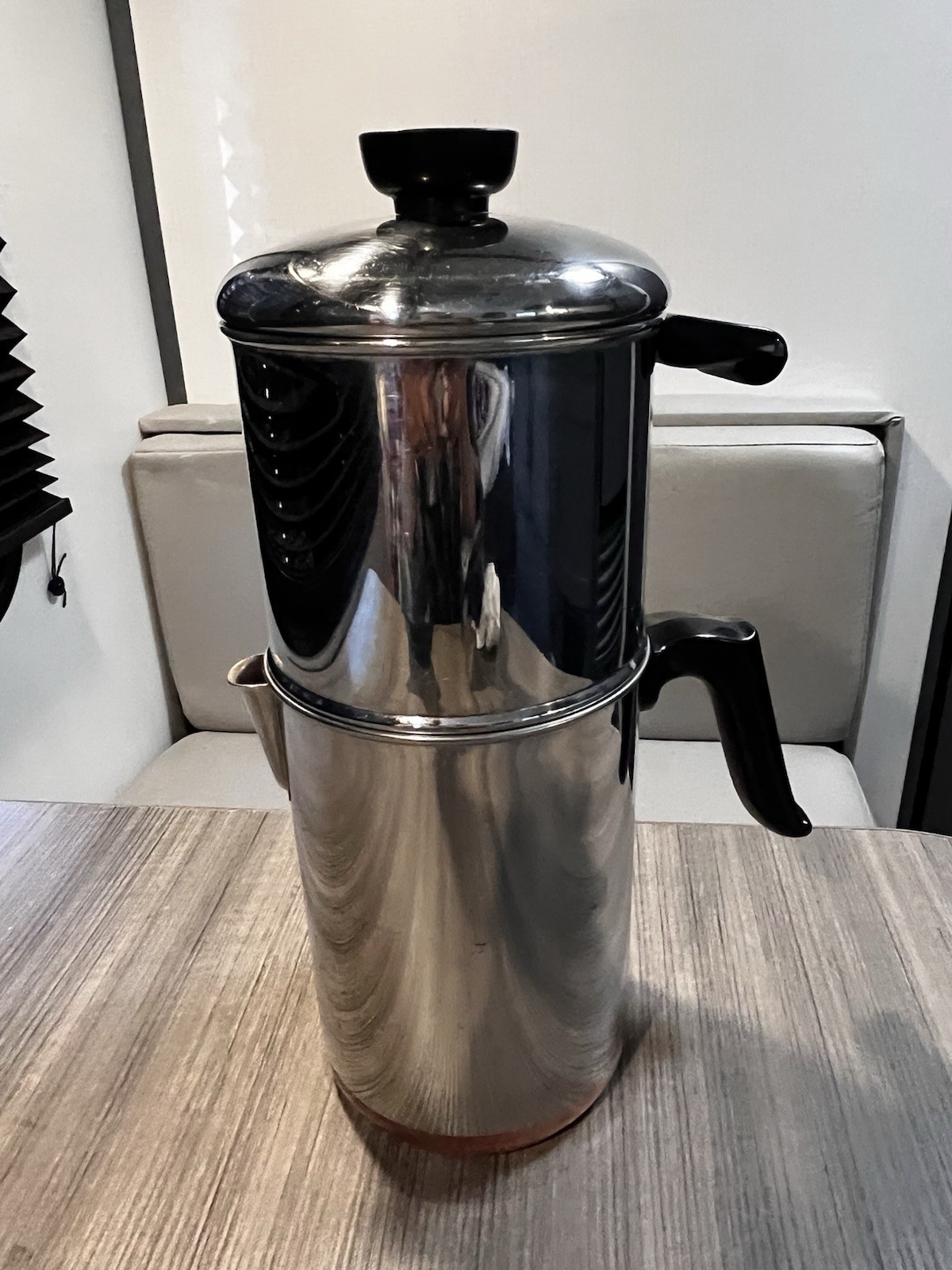 Vintage Revere Ware 8 Cup Drip-O- Lator Coffee Pot Copper Clad Bottom USA