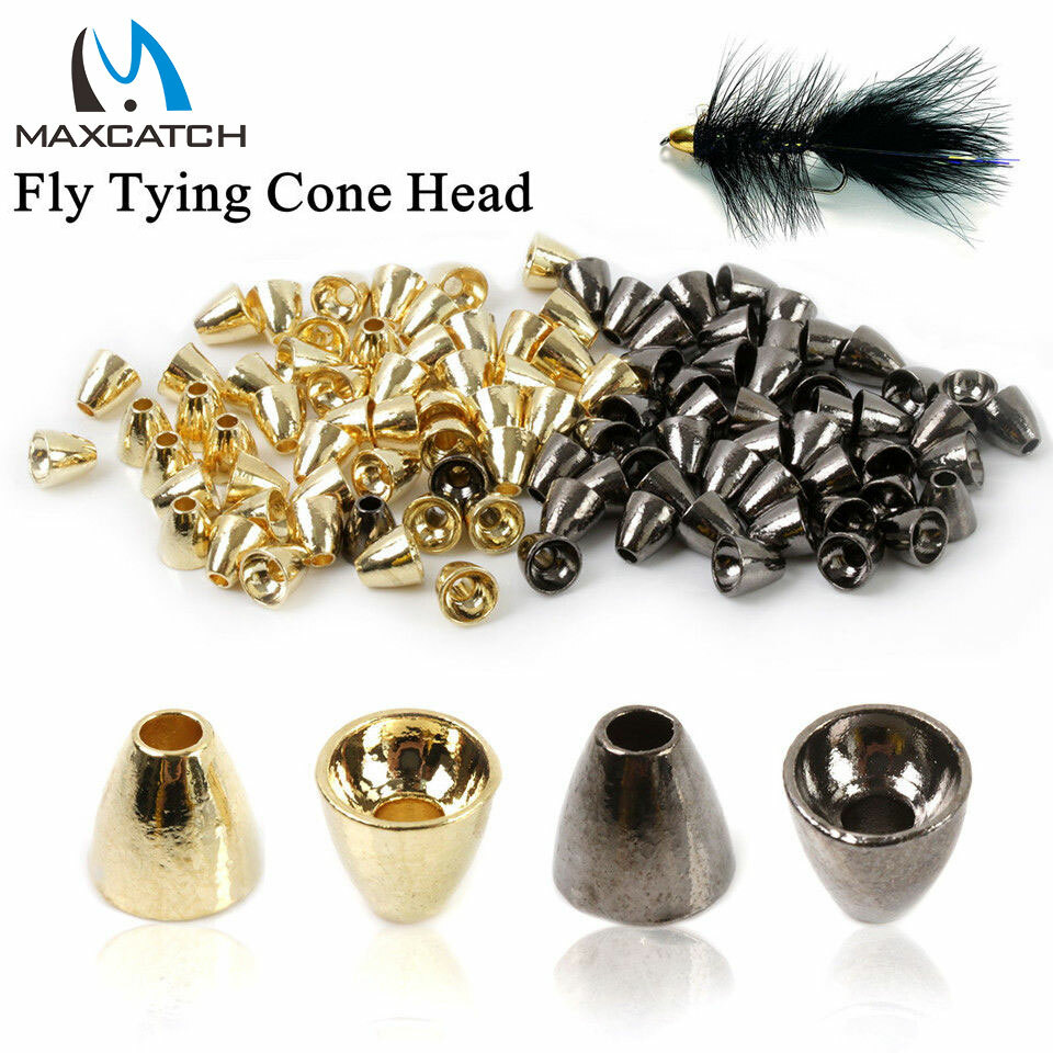 Maxcatch 25Pcs/lot Tungsten Fly Tying Cross Eyed Cone Head Black Nickel/Gold