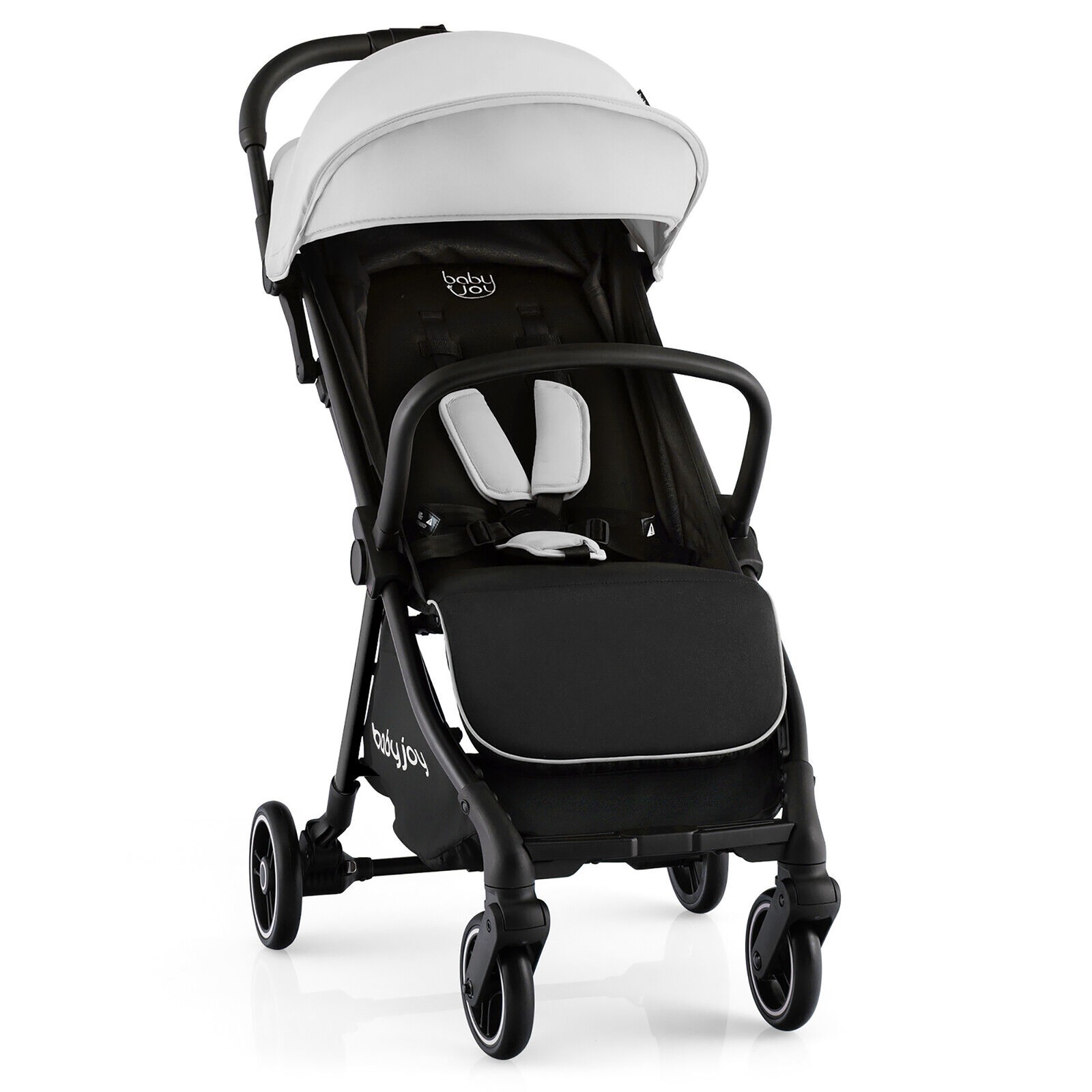 Portable Baby Stroller One-Hand Fold Pushchair W/ Aluminum Frame Grey