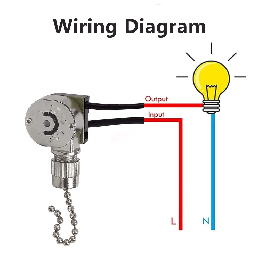 Ceiling Fan Light Switch ZE-109m Metal Pull Chain Switch,Two Wire Nickel