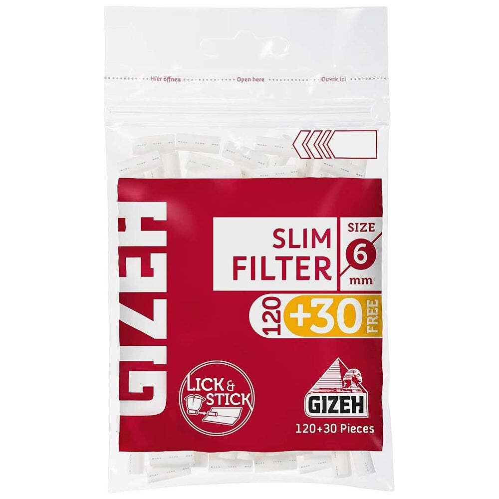 Gizeh Slim Filter 6 mm for Slim Roll Ups x 10 packs x 120 filter total 1200