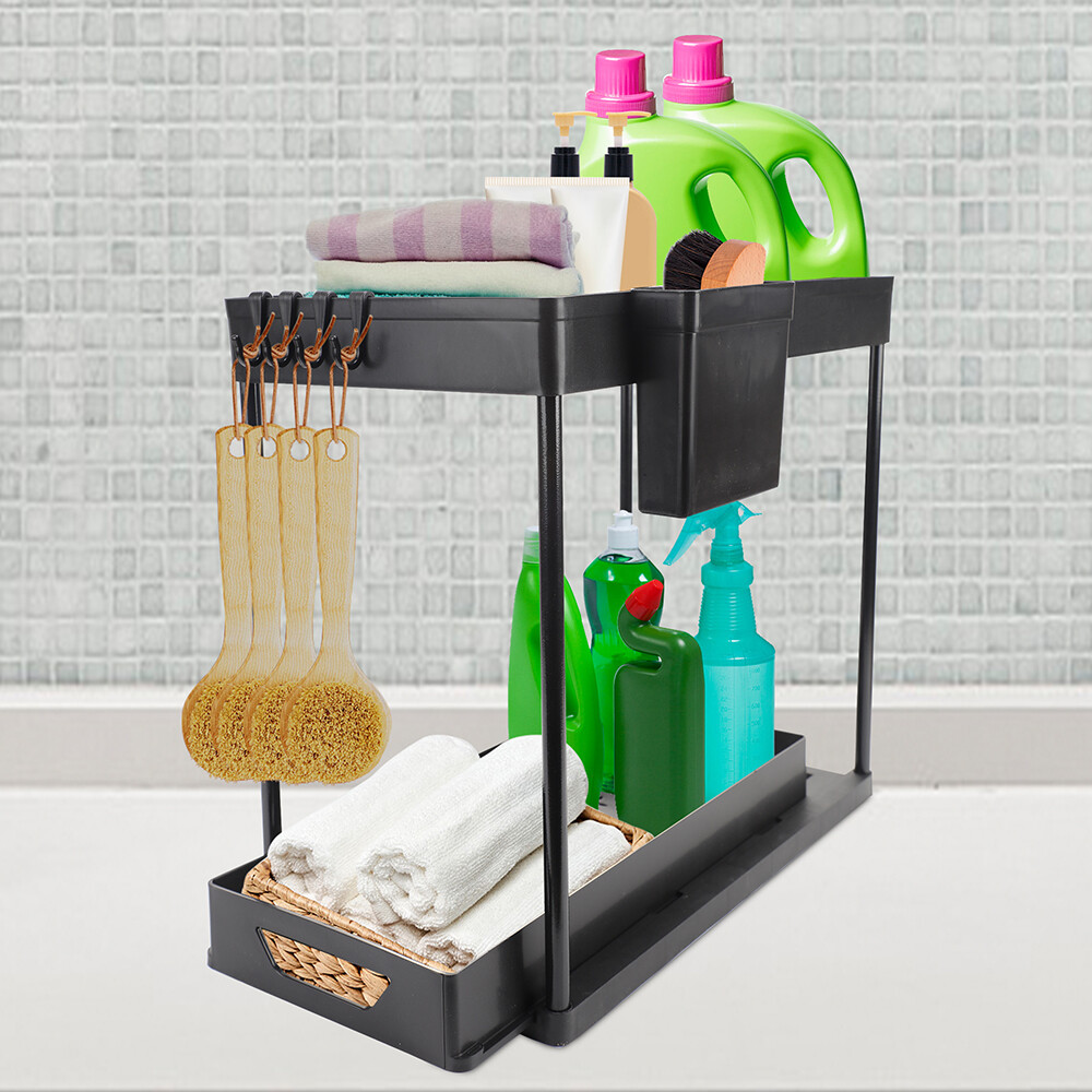2Pack Under Sink Organizers And Storage, Pull Out Bathroom Organizer
