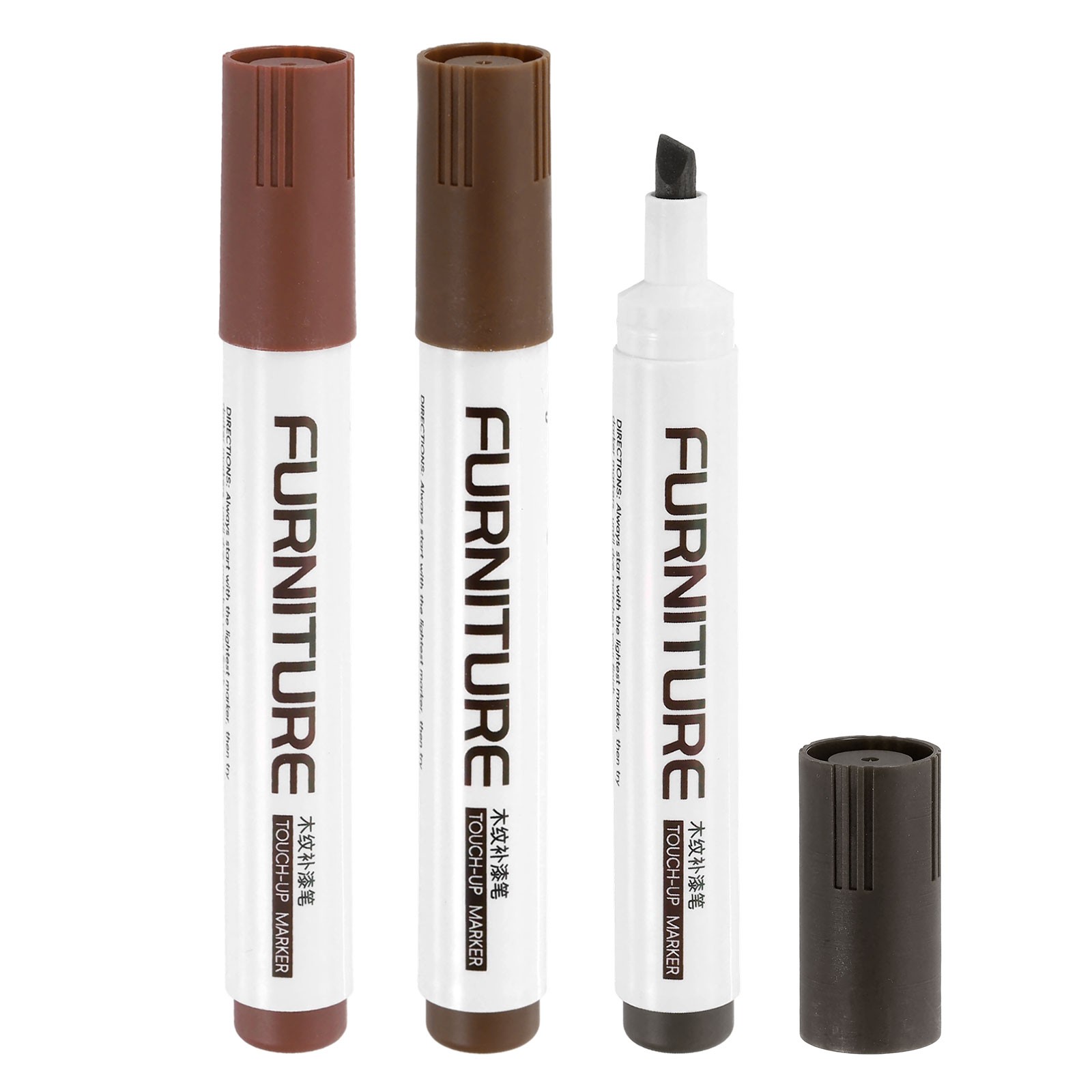 3pcs Furniture Markers Touch Up Furniture Repair Kit Chestnut/Coffee/Walnut