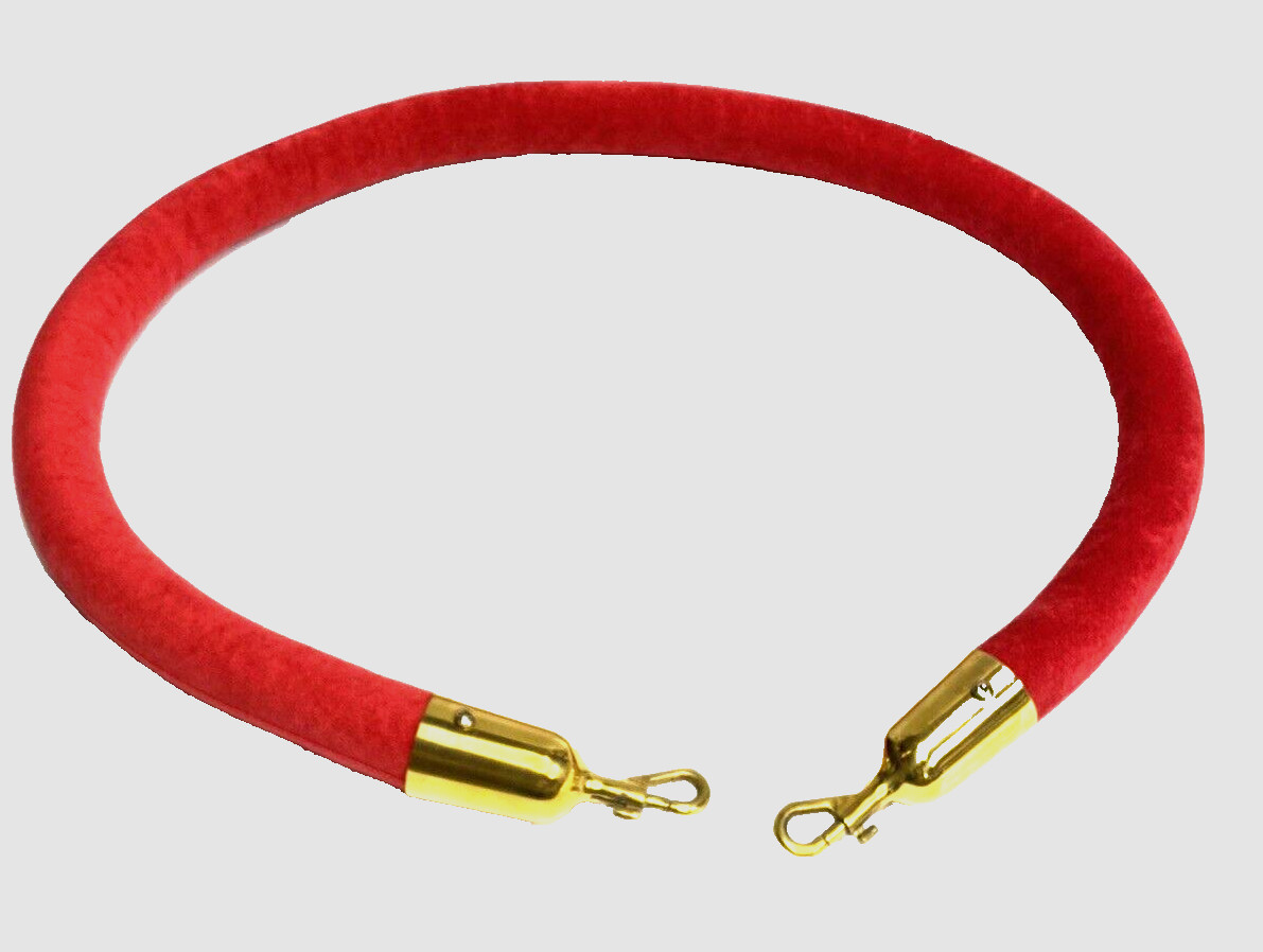 Genuine Lavi 5 ft Red Cardinal Velour Velvet Rope Brass Hooks Crowd Party Event