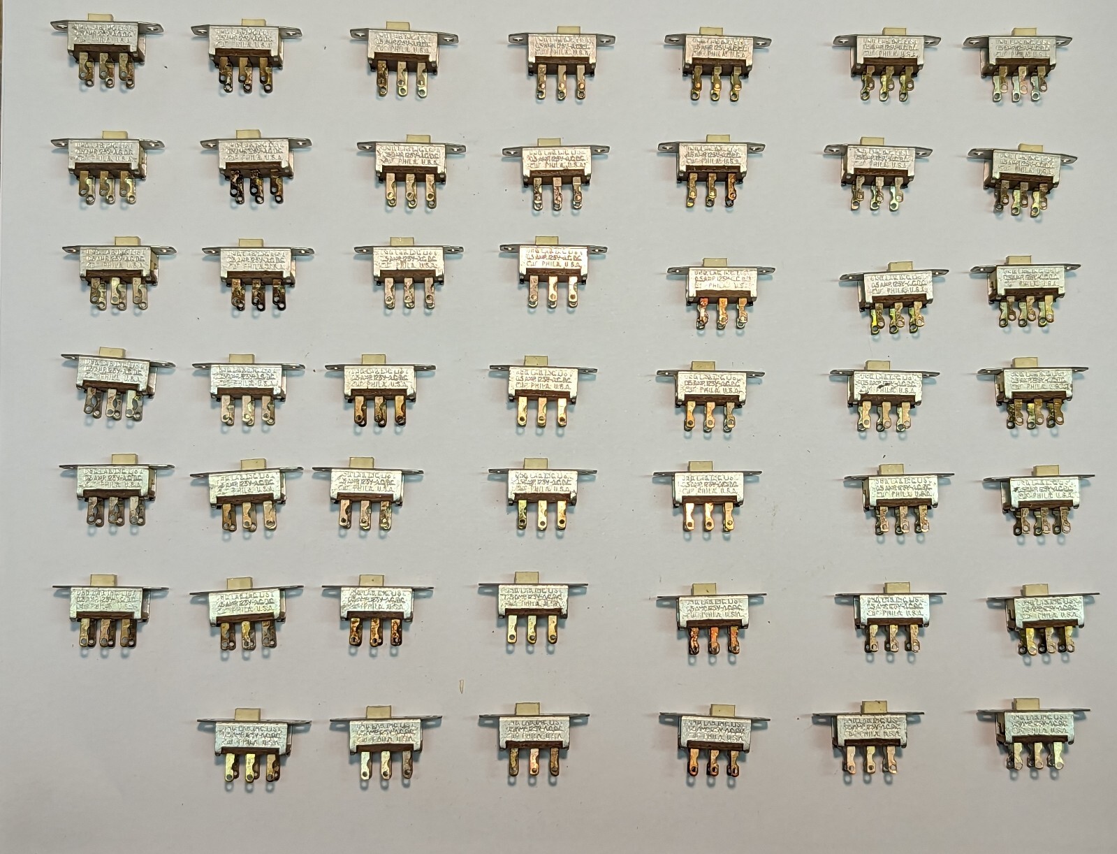 CW Miniature Slide Switch, DPST, Detent, Panel Mount, .5 amp. PHL PA (Each)