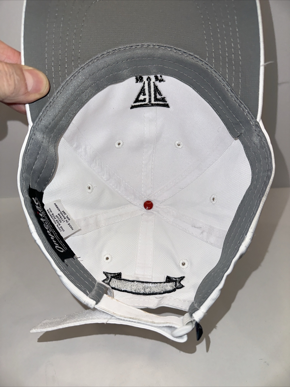 Oakland 125 Years White Golf Hat Cap with Logo on Front UPF 50+ Hook Loop