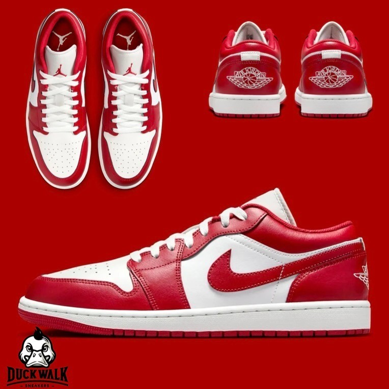 Nike Air Jordan 1 Low Shoes Summit White Varsity Red 553558-166 Men's Sizes NEW