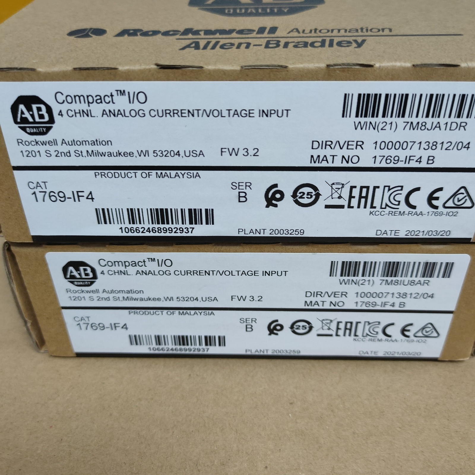 AB 1769-IF4 SER B CompactLogix 4-Ch Input Module New Factory Sealed
