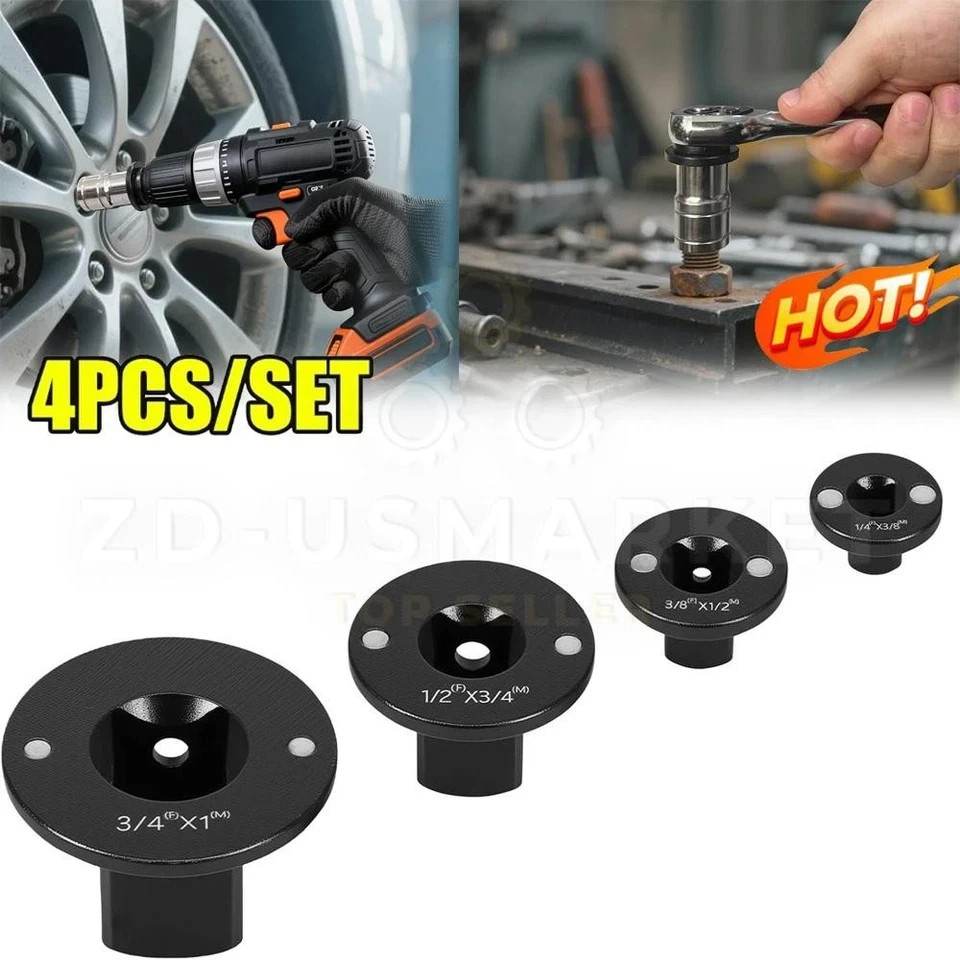 4Pcs Low Profile Impact Socket Adapter Set, Drive Ratchet Adapter Set, Magnetic