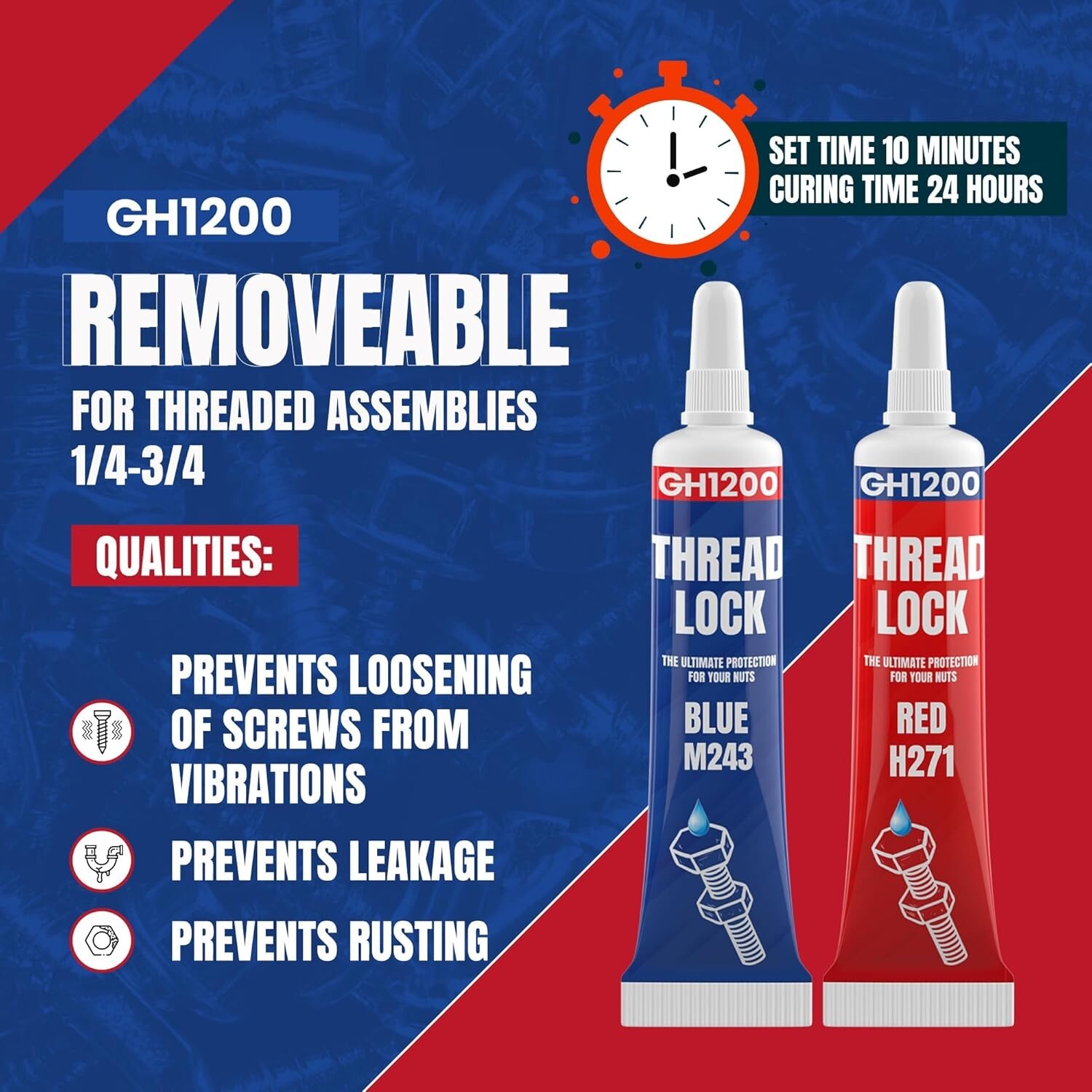 Reliable Threadlocker 6g x 2 Pack - Ultimate Solution for Nuts, Bolts, & Metals