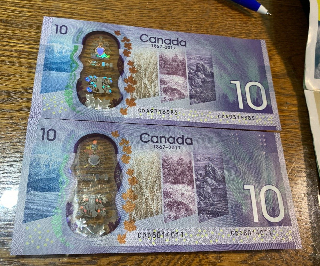 (2) 2017 Canada Ten Dollar Notes Gem Uncirculated CHRC