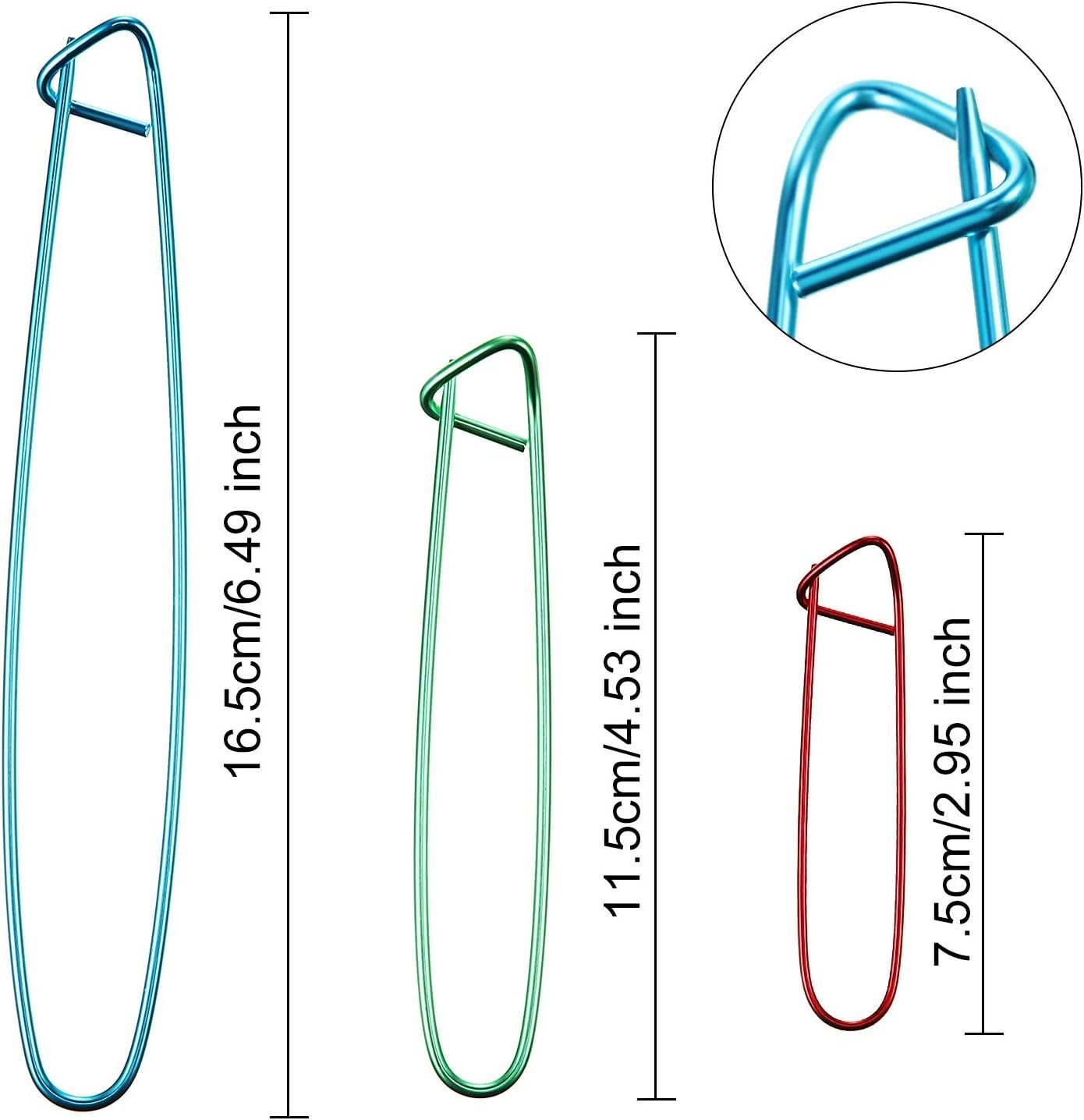 9-Piece Aluminum Cable Stitch Holders in Multiple Colors for Knitting Projects