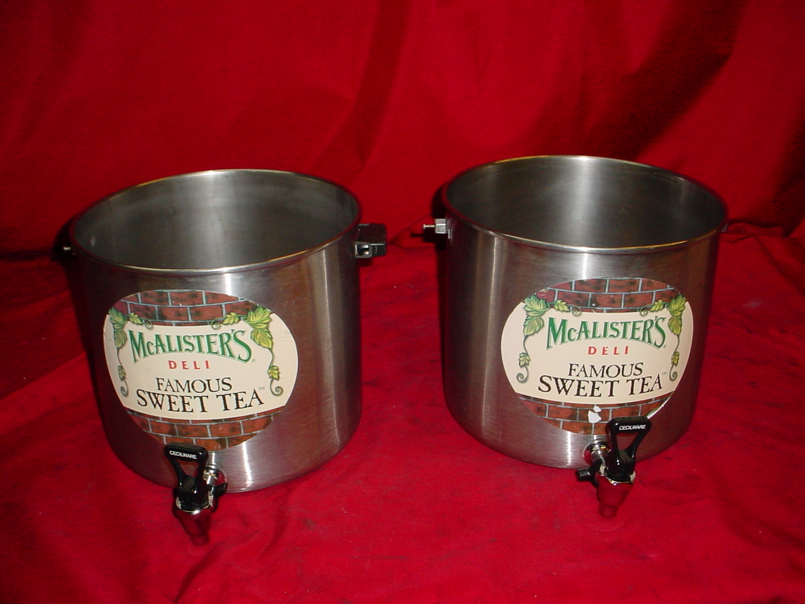Lot of 2 Cecilware Stainless Beverage Dispensers McAlister's Famous Sweet Tea