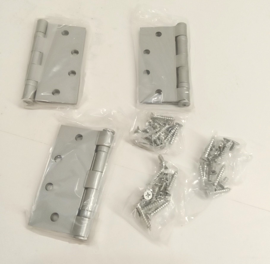 Tell HG100070 4.5" x 4.5" Ball Bearing Commercial Hinge Powder Coated Silver 3pk