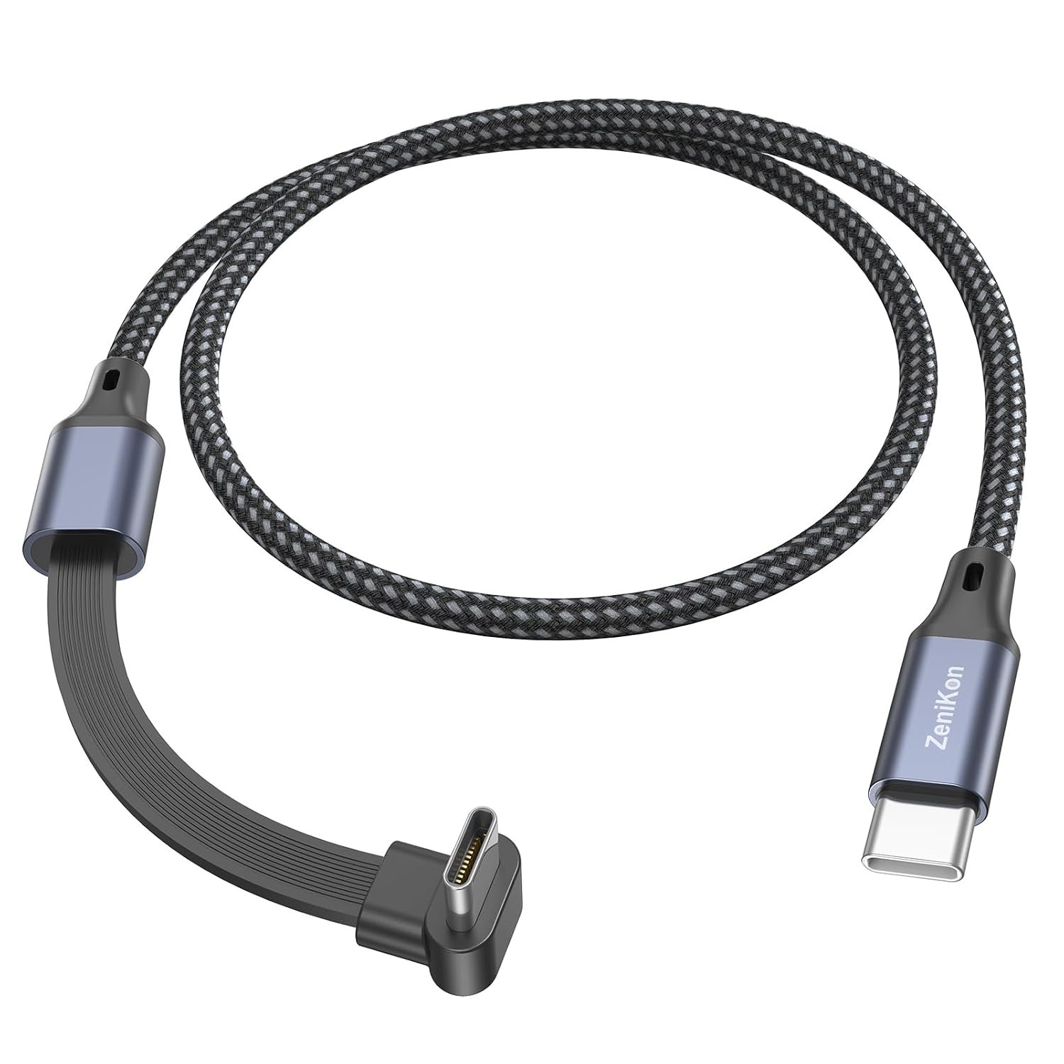 90 Degree USB C Cable 1FT, Right Angle USB C Cable Flat 60W Fast Charging Nyl...