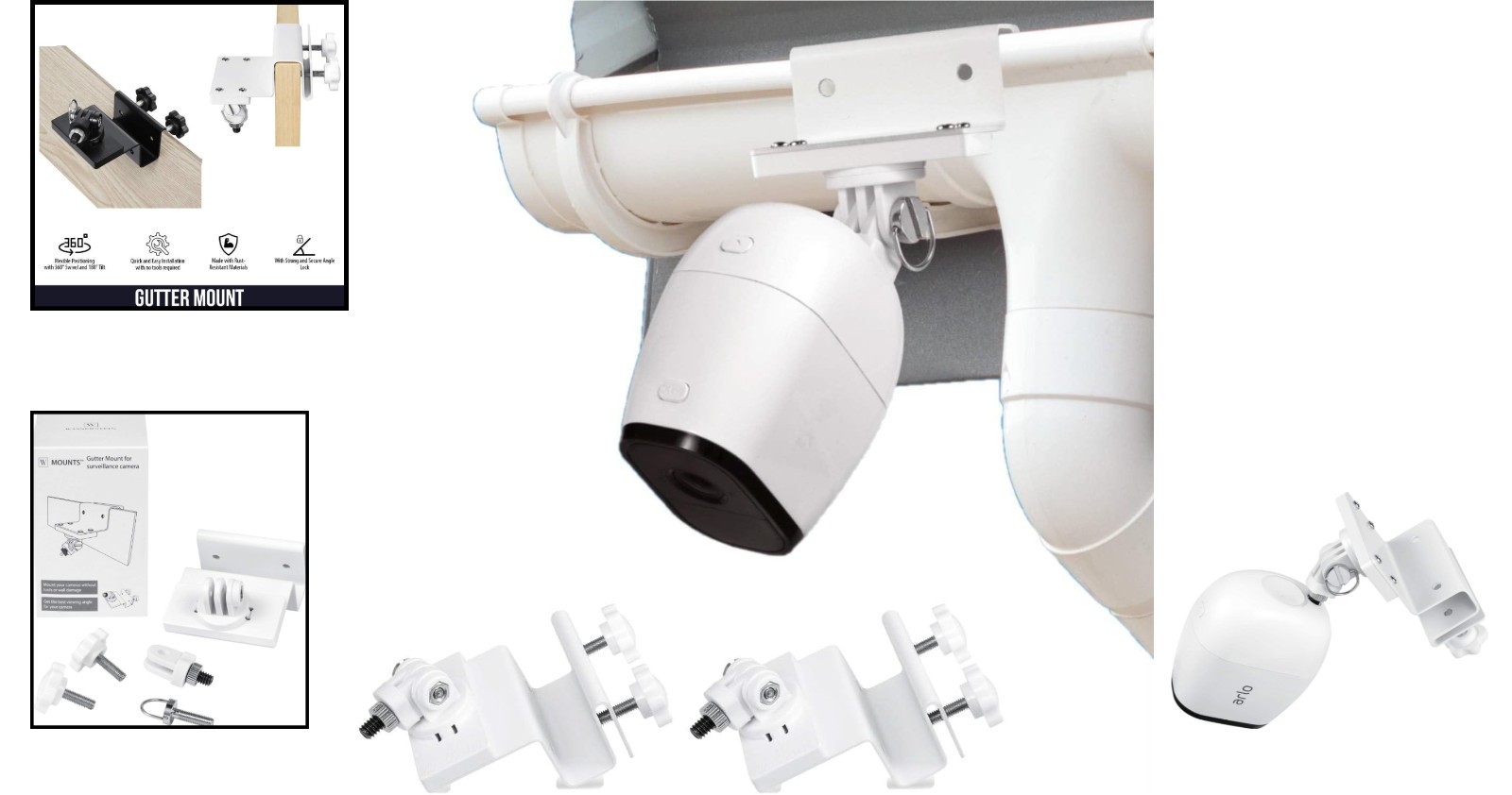 Weatherproof Gutter Mount 2-Pack for Arlo Pro Series - Secure & Adjustable