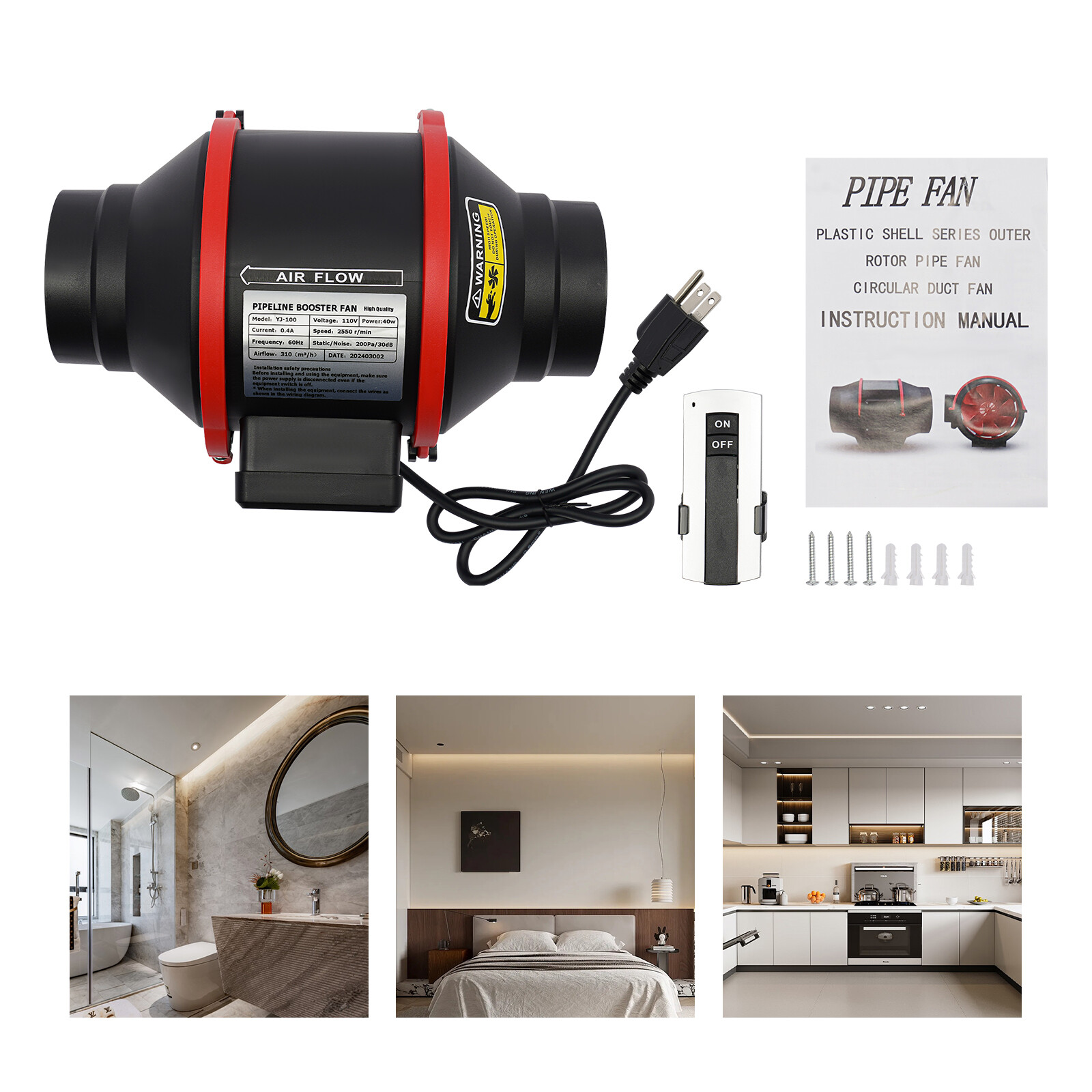Exhaust Gas Pipe Fan Ventilation Fan Pipe Fan L-shaped Bracket Installation
