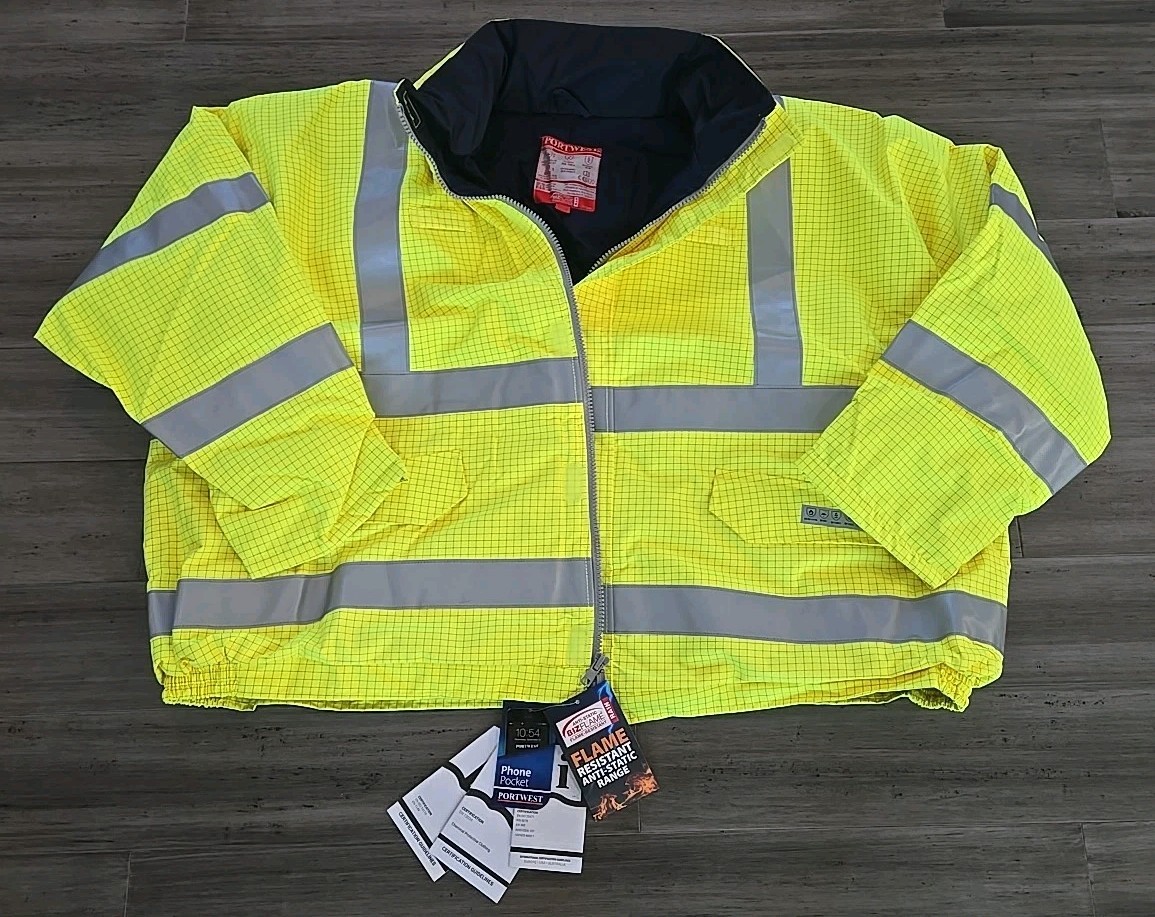 BIZFLAME RAIN HI VIS ANTI-STATIC INSULATED FR BOMBER JACKET SIZE 6XL WORKWEAR