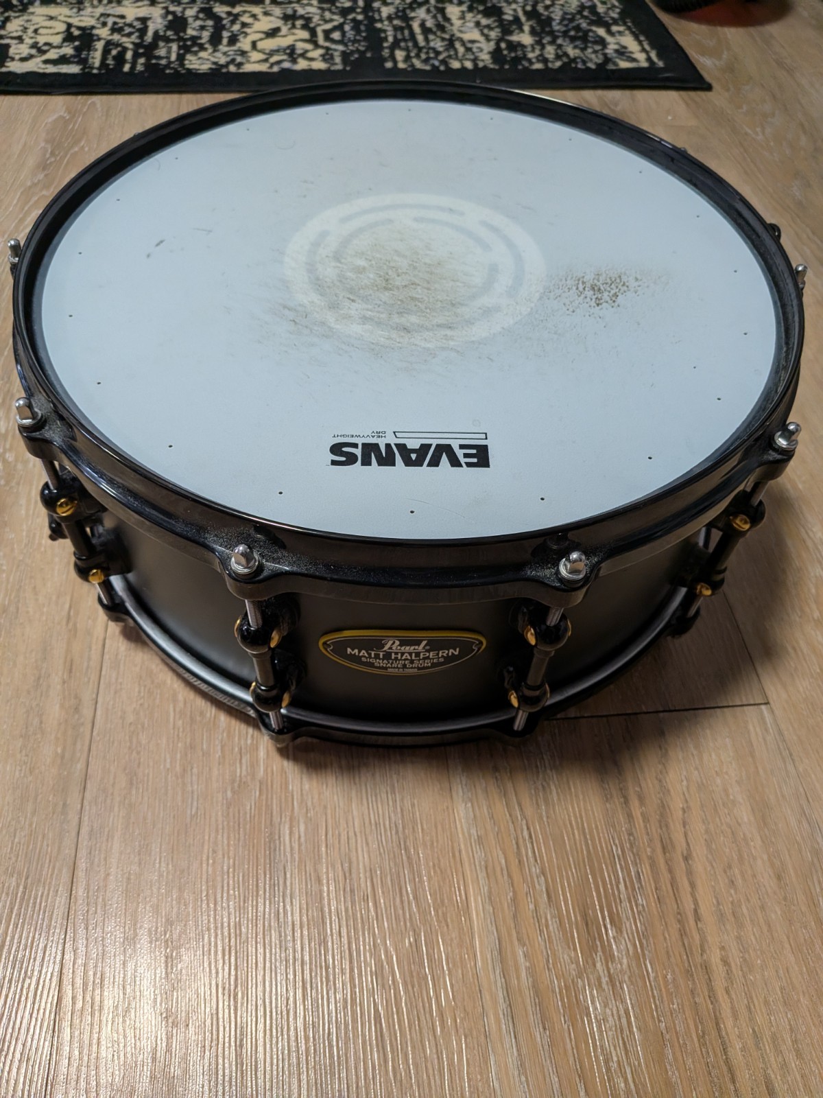 Pearl Matt Halpern Signature Snare Drum - 6 x 14-inch - Black Powder-coat